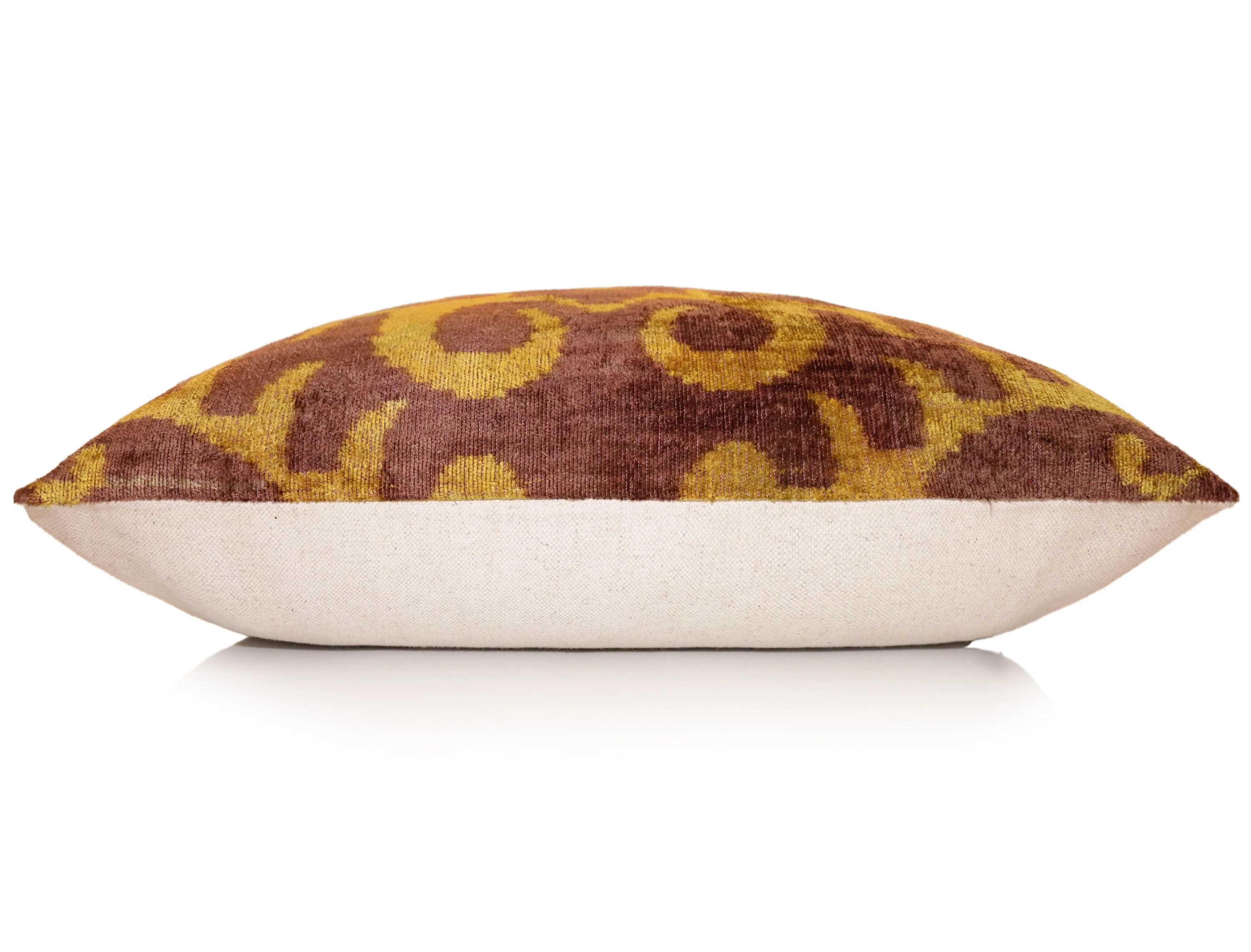 Hand-Knotted Ochre & Mahogany Ikat Lumbar Pillow - 16x24 Organic Dyed - Image 4