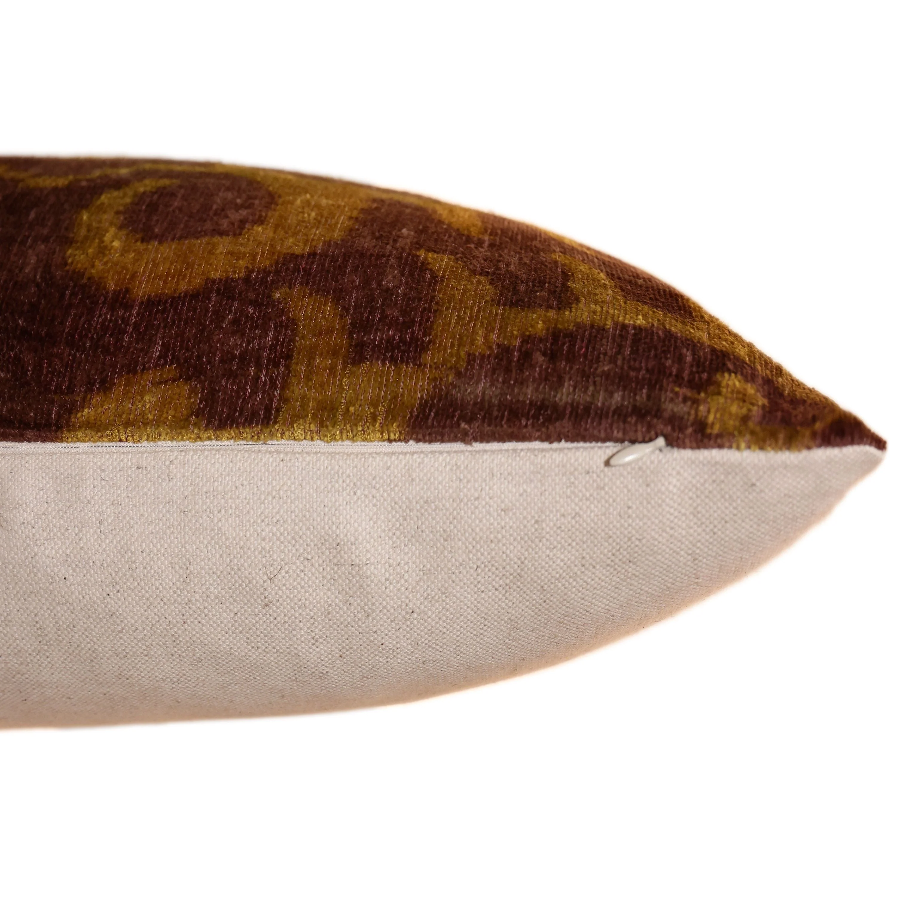 Hand-Knotted Ochre & Mahogany Ikat Lumbar Pillow - 16x24 Organic Dyed - Image 6