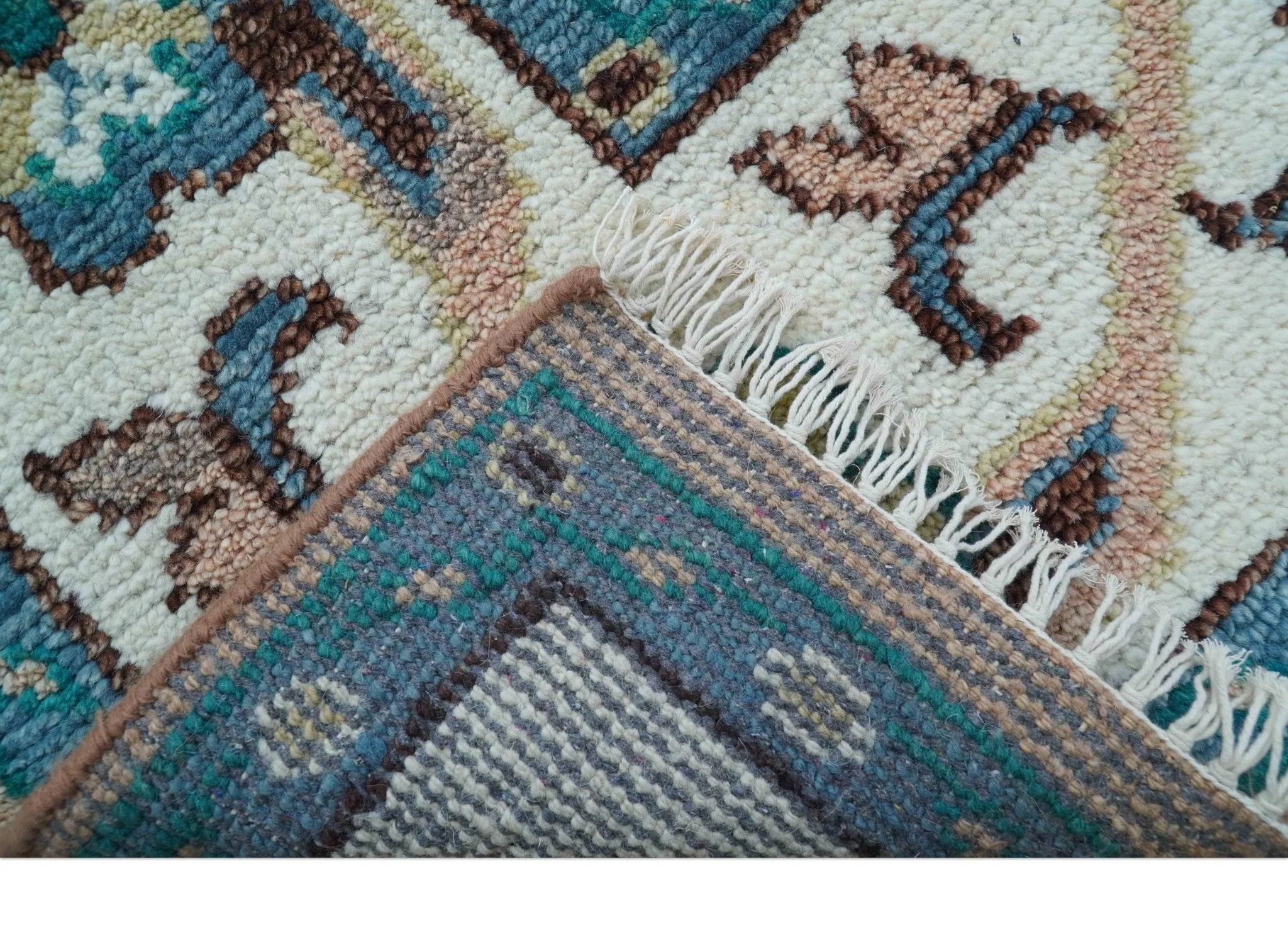Hand knotted Peach Traditional Khotan Design 8x10 Wool Area Rug - Image 5