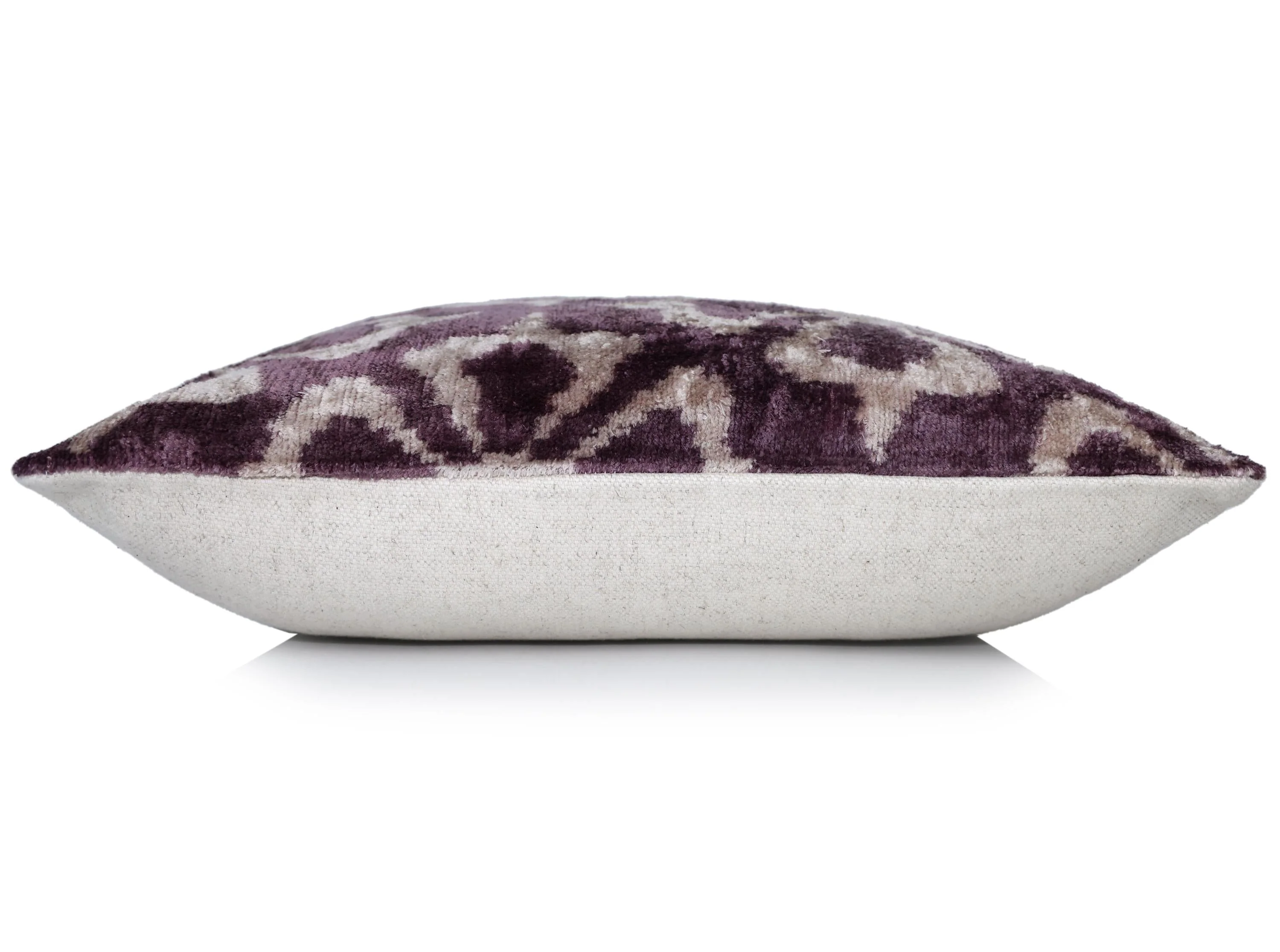 Hand-Knotted Plum Ikat Silk Velvet Pillow - 16x16 Organic Vegetable Dyed - Image 4