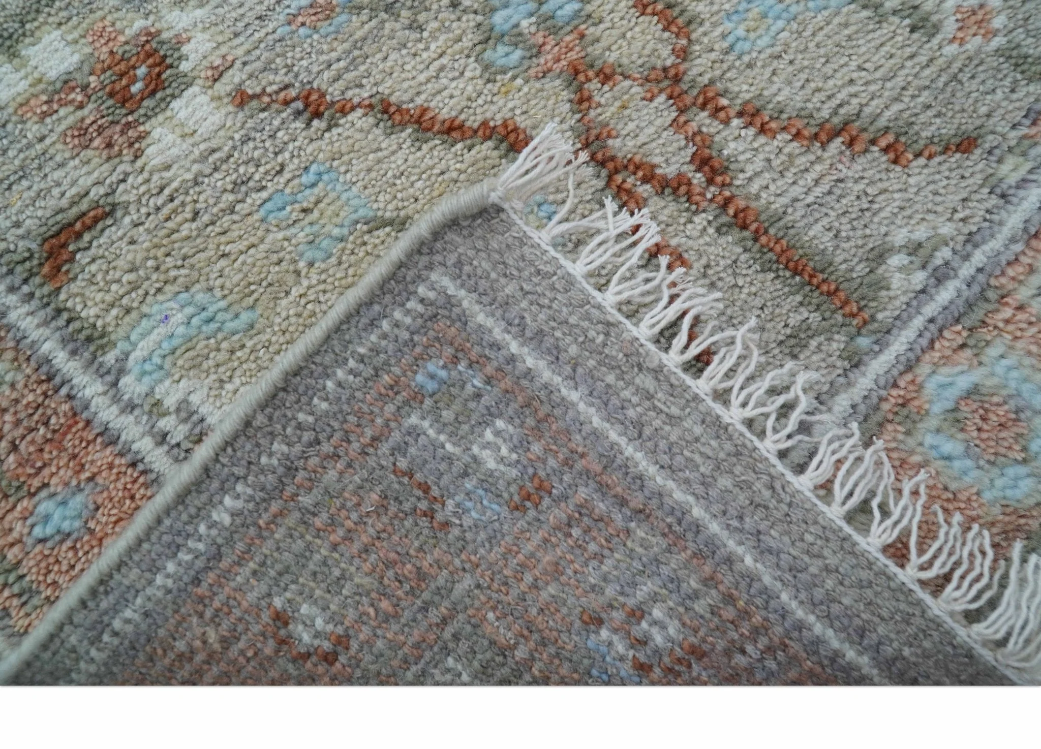 Hand knotted Silver And Rust Traditional Turkish Design 2.6x10 Wool Area Rug - Image 6
