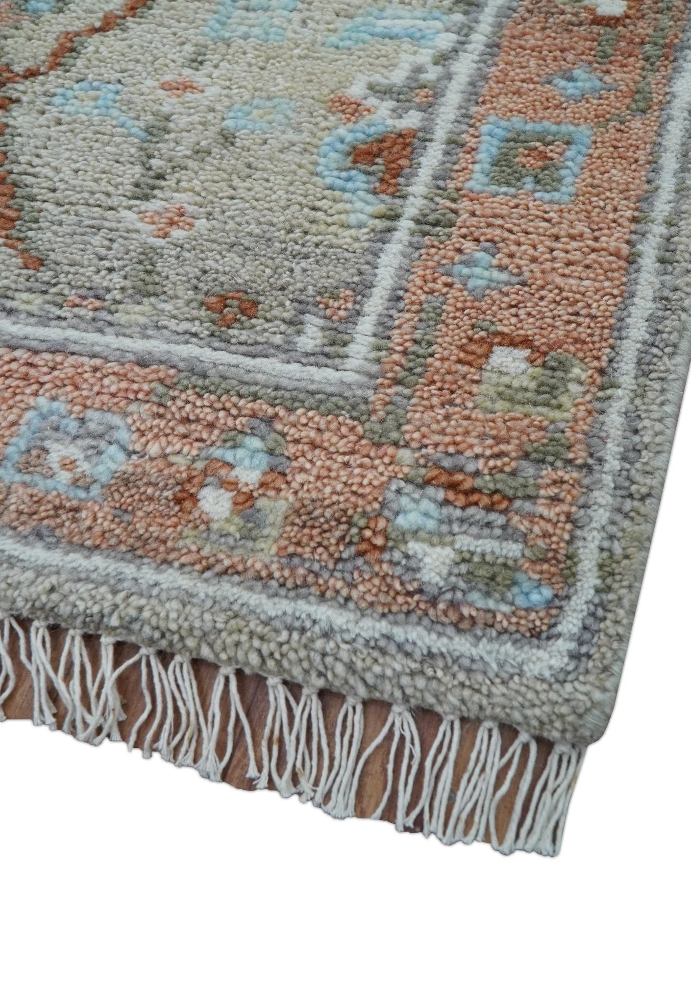 Hand knotted Silver And Rust Traditional Turkish Design 2.6x10 Wool Area Rug - Image 8