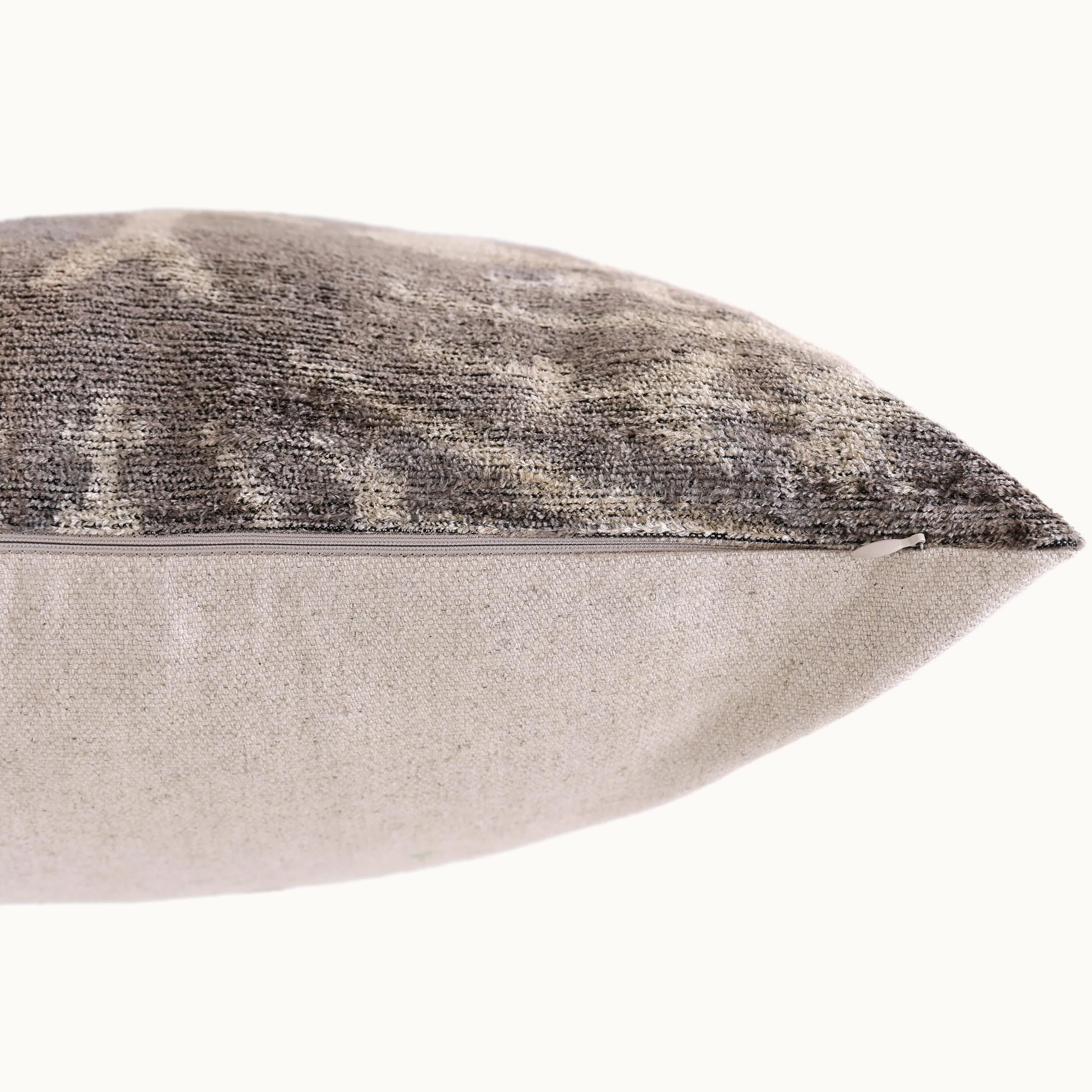 Hand-Knotted Split-Tone Silk Velvet Pillow - 20x20 Black & Silver - Image 6