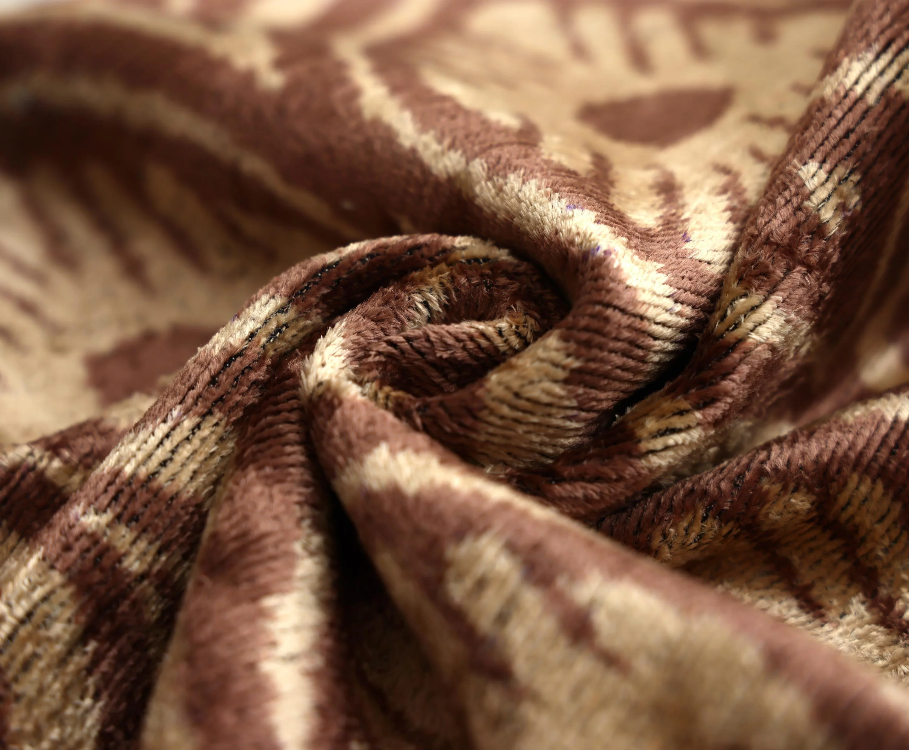 Hand-Knotted Terracotta Rose Silk Velvet Pillow - 20x20 Ikat Ogee - Image 3