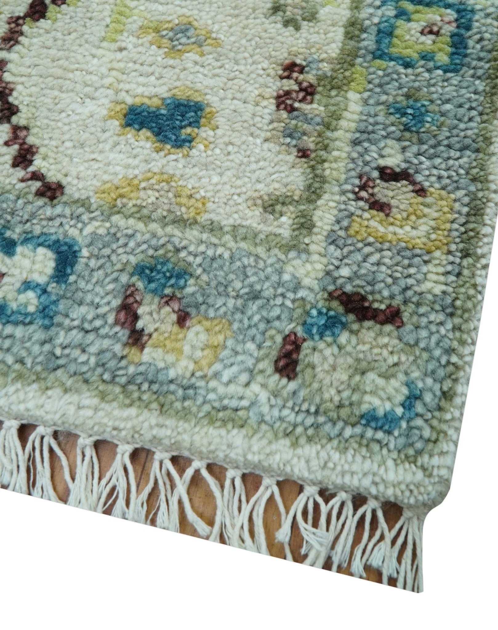 Hand knotted Traditional Oushak Design Blue And Ivory 2x3 Wool Area Rug - Image 7