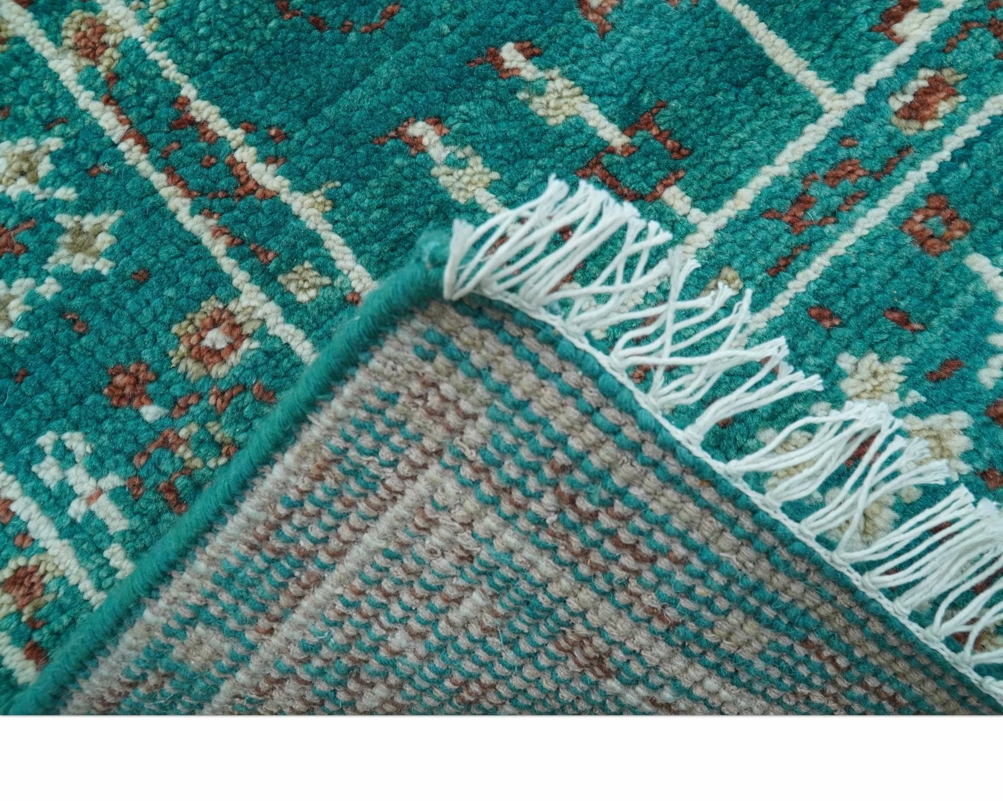 Hand knotted Tree of life Teal Traditional Style 4x6 Wool Area Rug - Image 7
