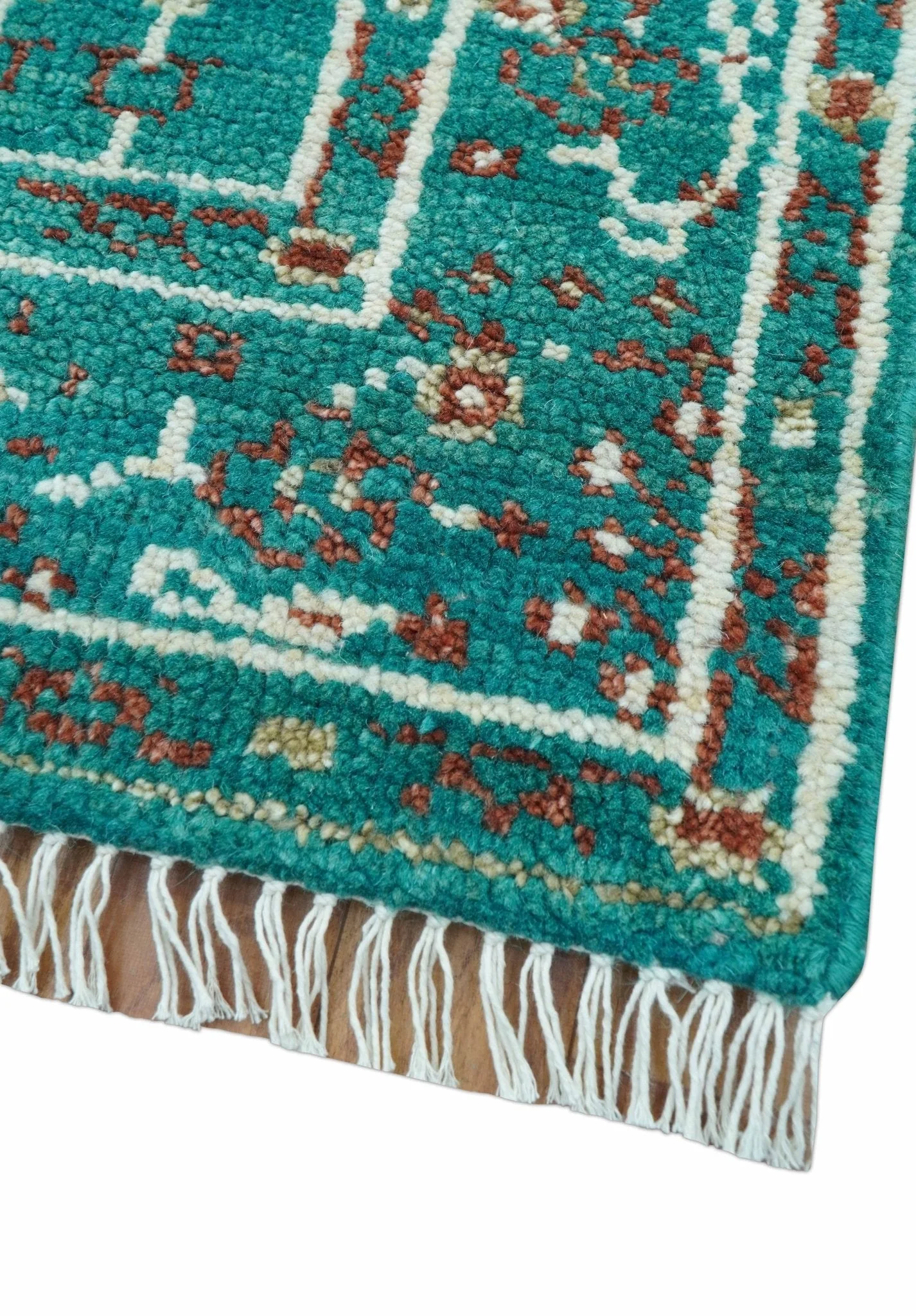 Hand knotted Tree of life Teal Traditional Style 4x6 Wool Area Rug - Image 9