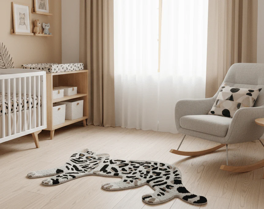 Hand Tufted Animal Cat White And Black 2x3 Wool Area Rug - Image 2