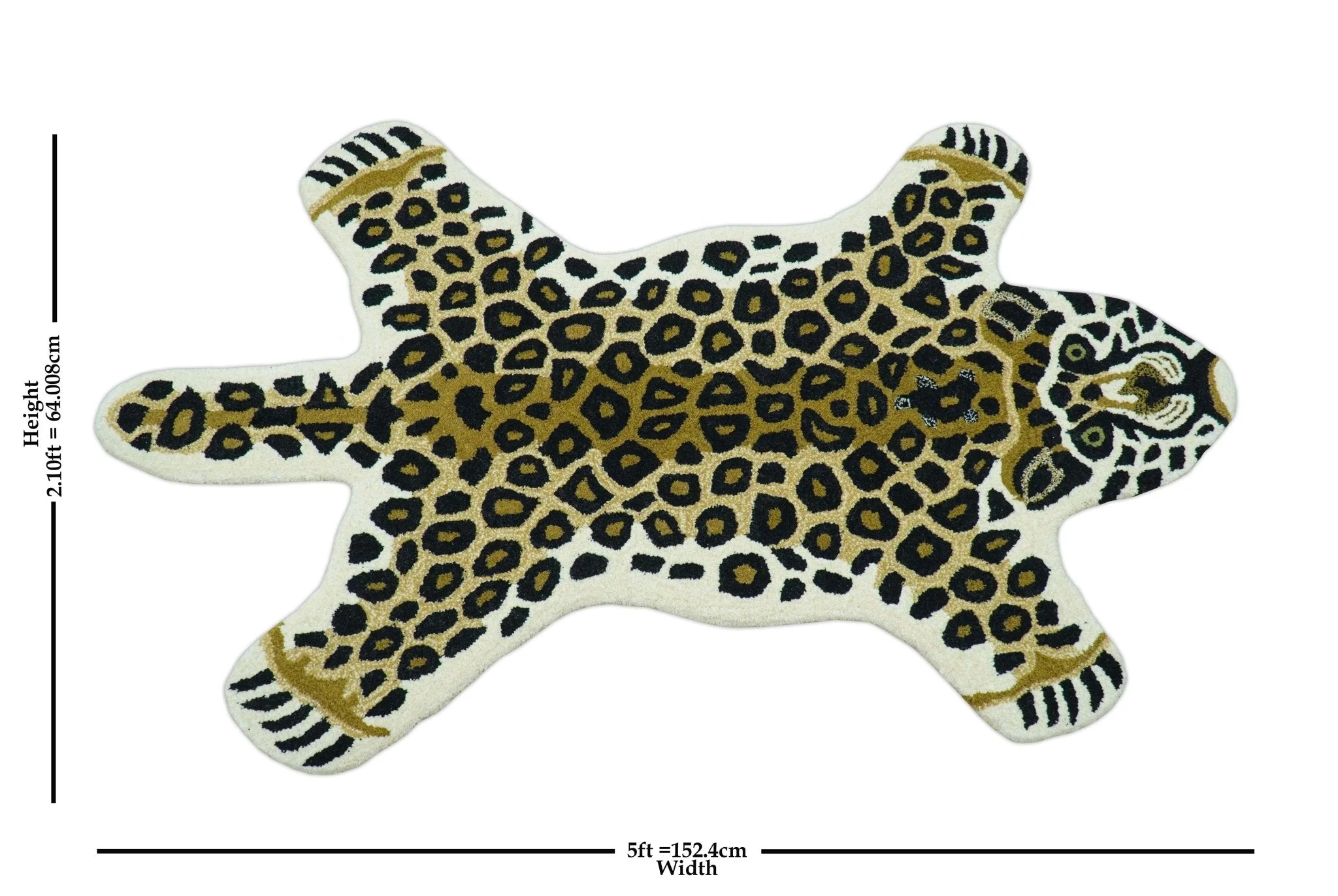 Hand Tufted Animal Leopard Gold And Black 3x5 Wool Area Rug