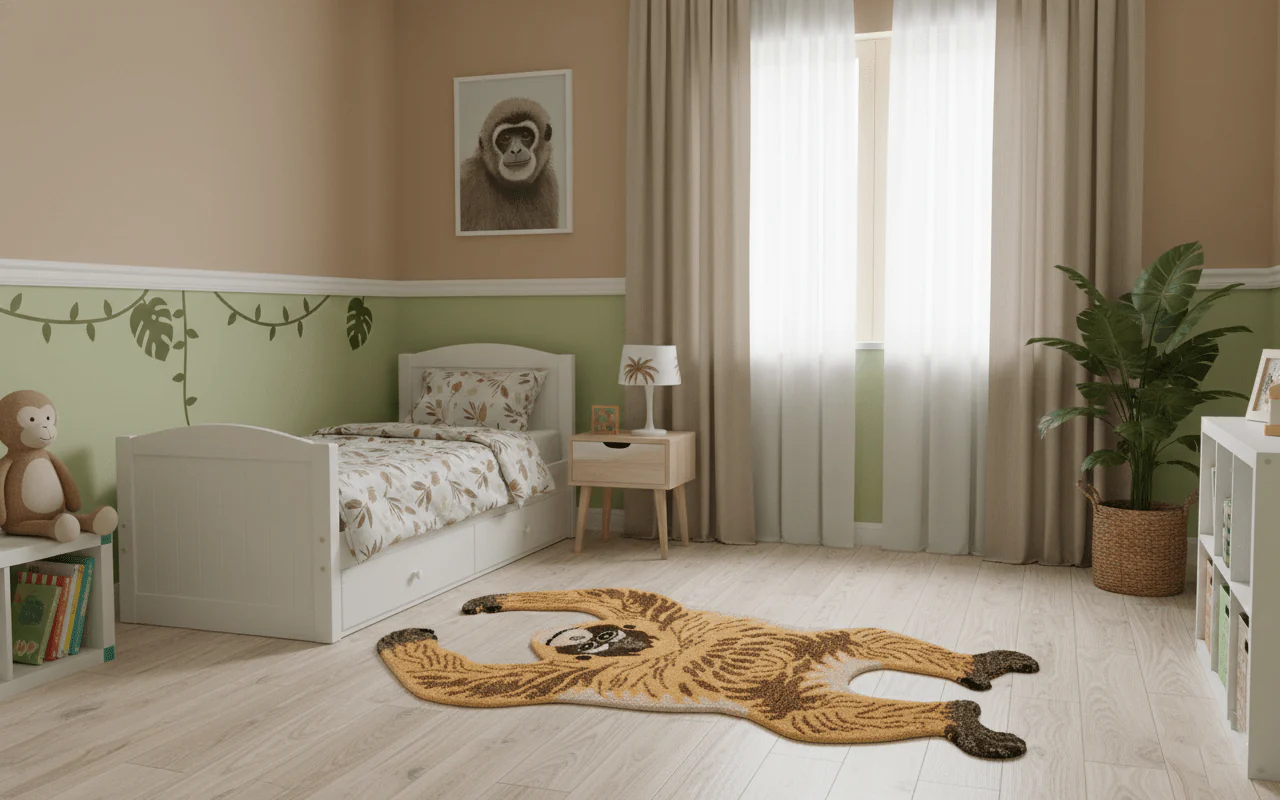 Hand Tufted Animal Monkey Brown 2x4 Wool Area Rug - Image 2