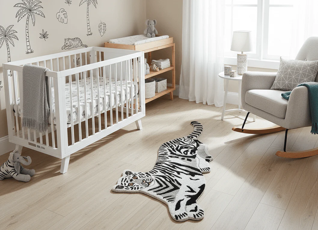 Hand Tufted Black And White Animal Tiger 2x6  Wool Area Rug - Image 2