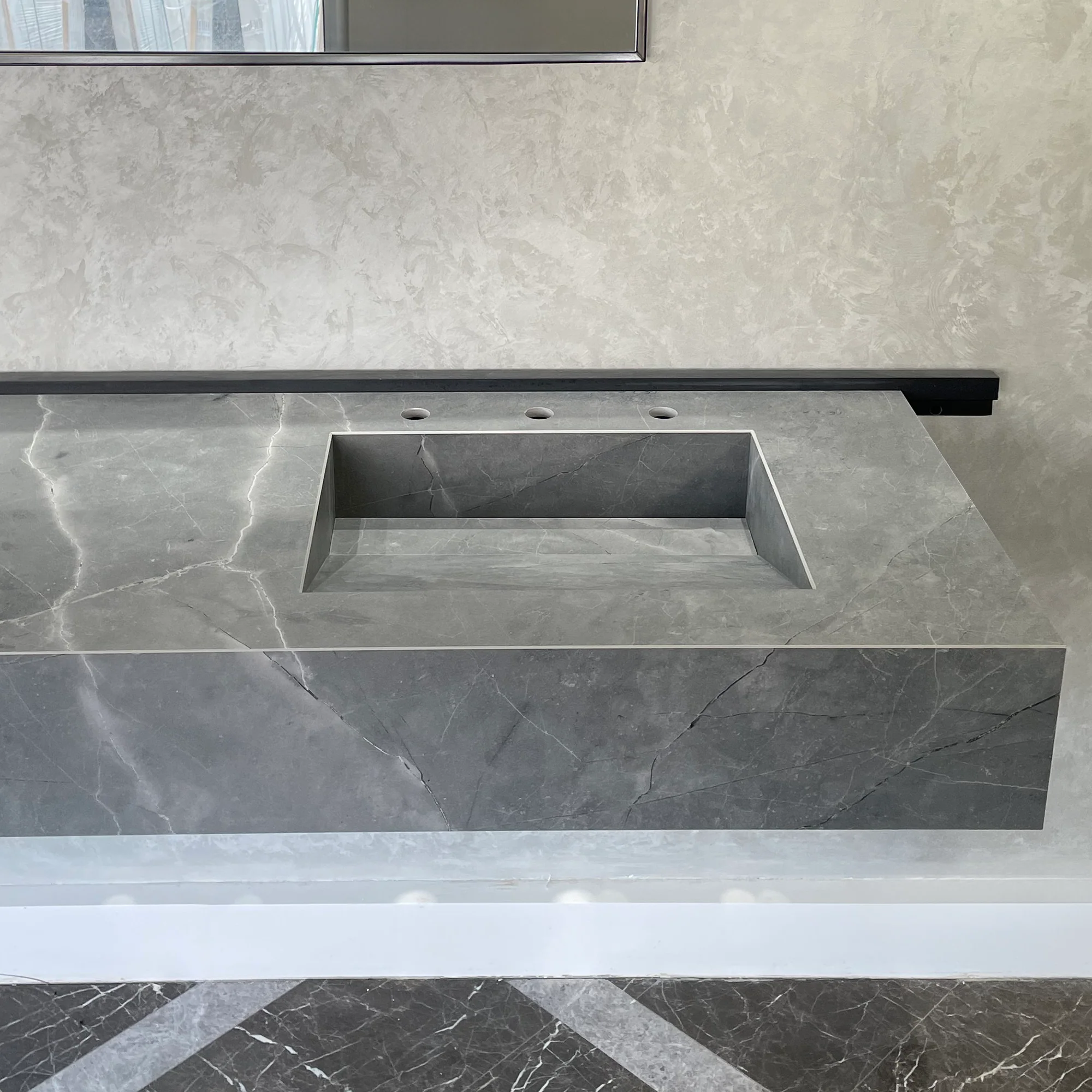 HANDCRAFTED ARMANI GREY HIGH ENGINEERED PORCELAIN DOUBLE SINK (ES-096) - Image 10