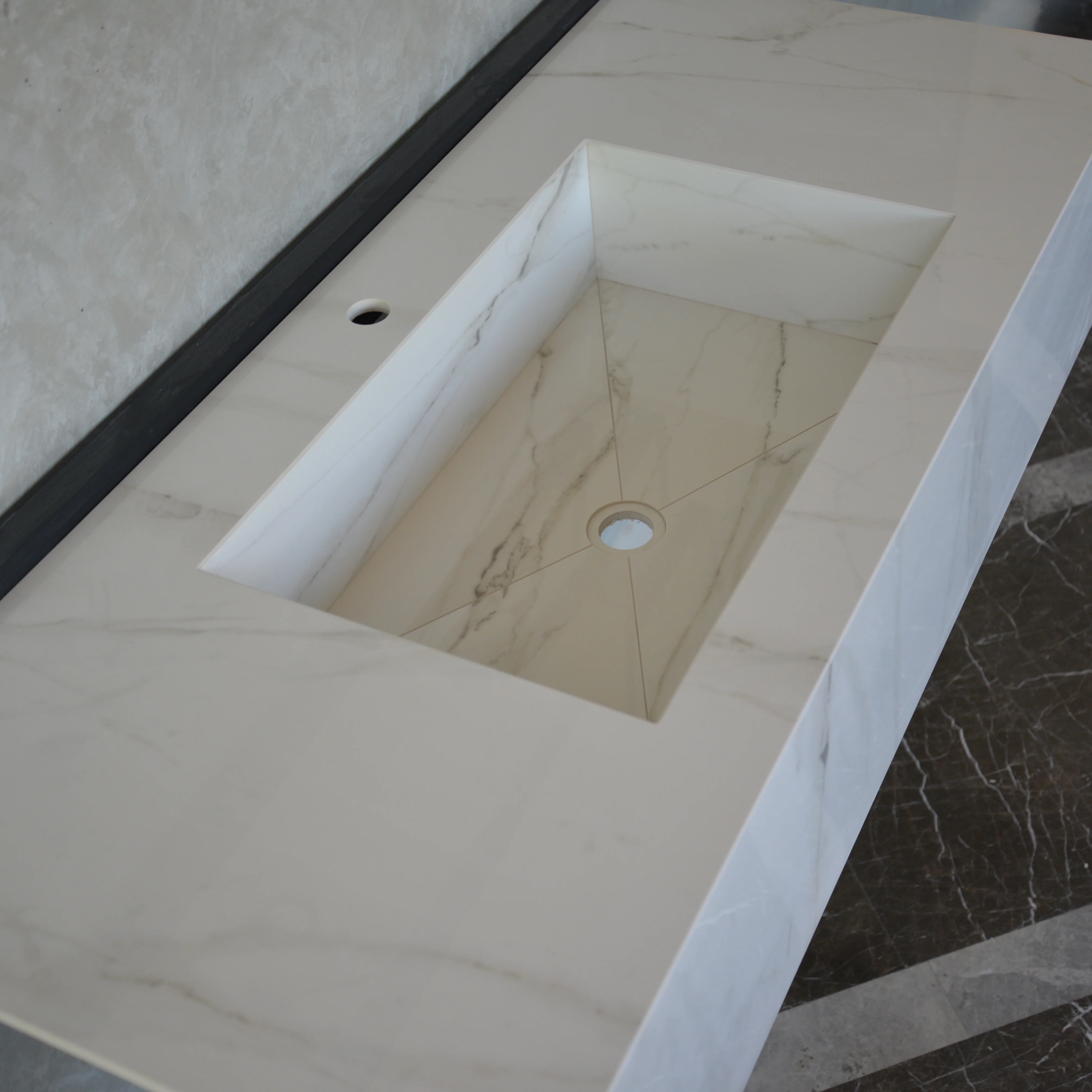HANDCRAFTED CALACATTA GLORY HIGH ENGINEERED PORCELAIN SINK (ES-070) - Image 7