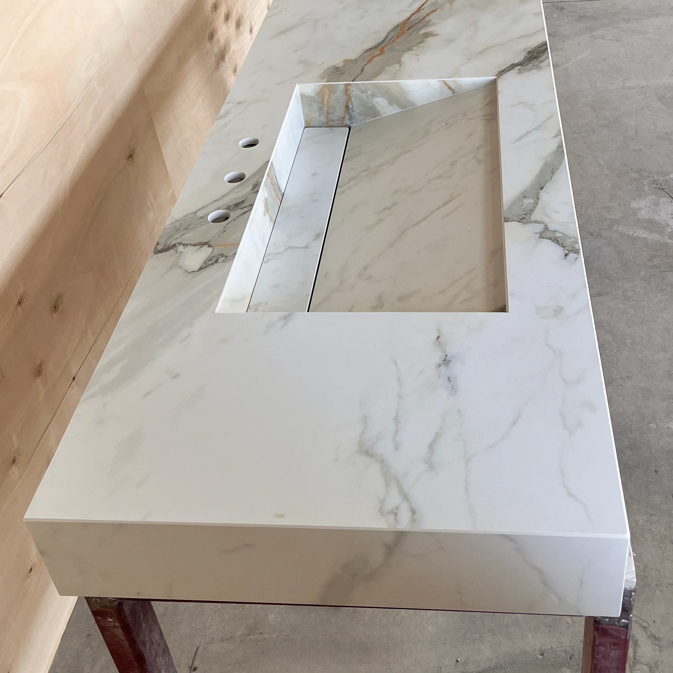 HANDCRAFTED CALACATTA HERMITAGE MATTE HIGH ENGINEERED PORCELAIN DOUBLE SINK (ES-146) - Image 10