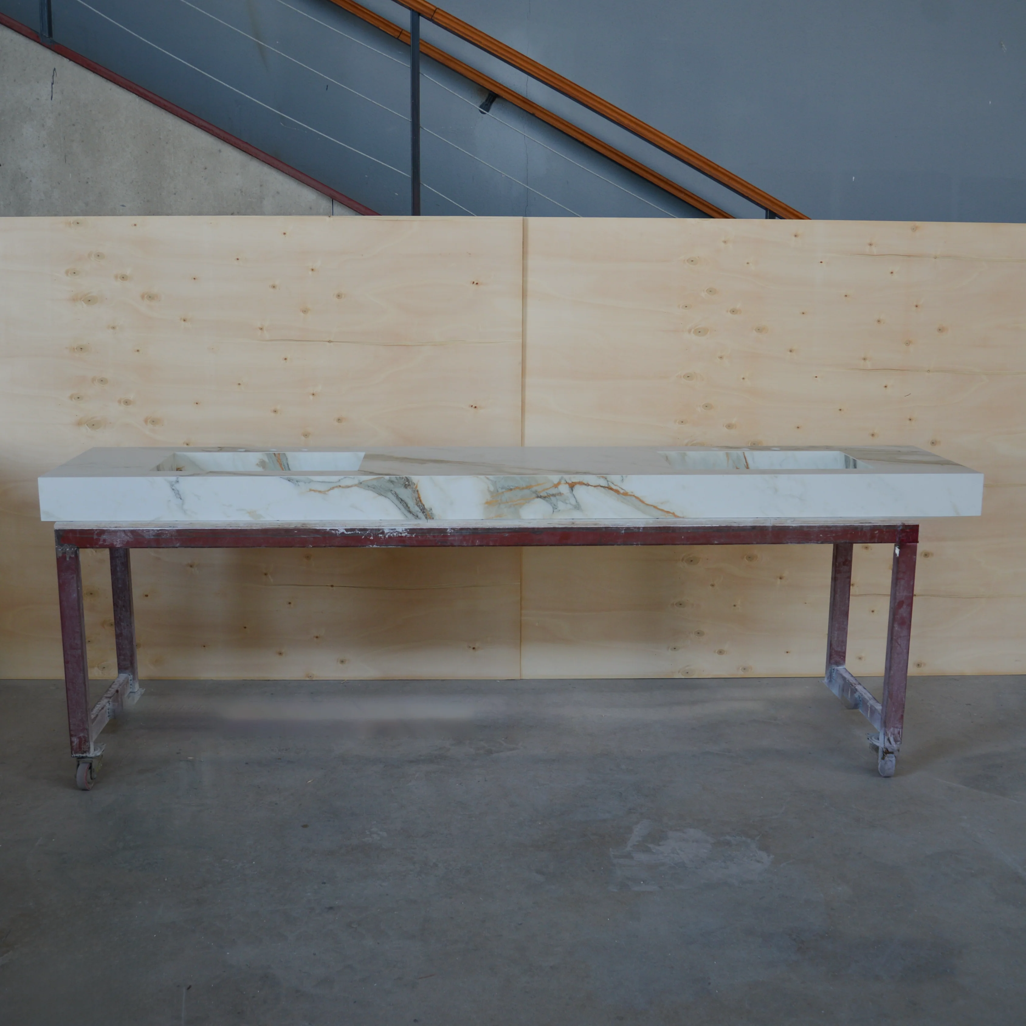 HANDCRAFTED CALACATTA HERMITAGE MATTE HIGH ENGINEERED PORCELAIN DOUBLE SINK (ES-146) - Image 2
