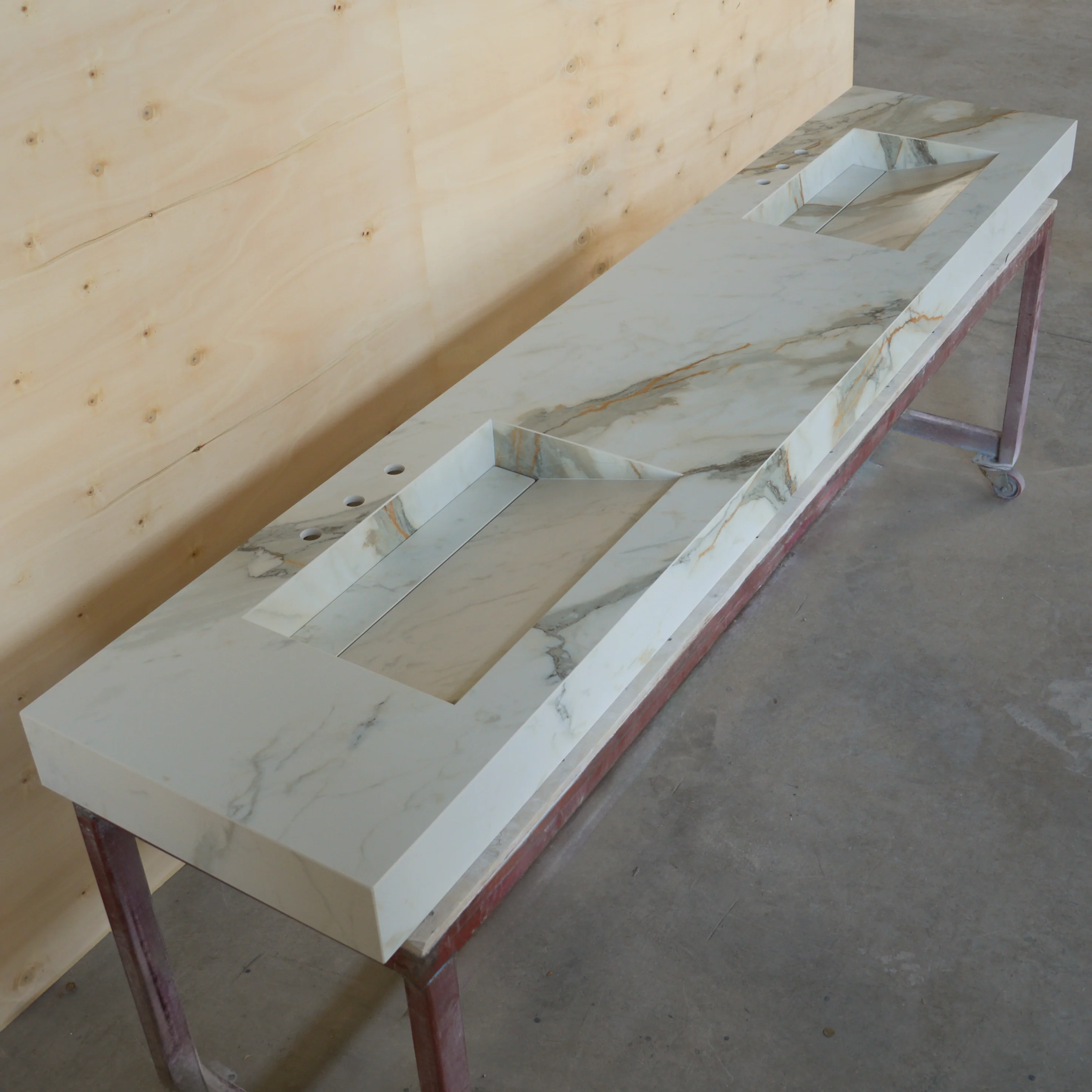 HANDCRAFTED CALACATTA HERMITAGE MATTE HIGH ENGINEERED PORCELAIN DOUBLE SINK (ES-146) - Image 4