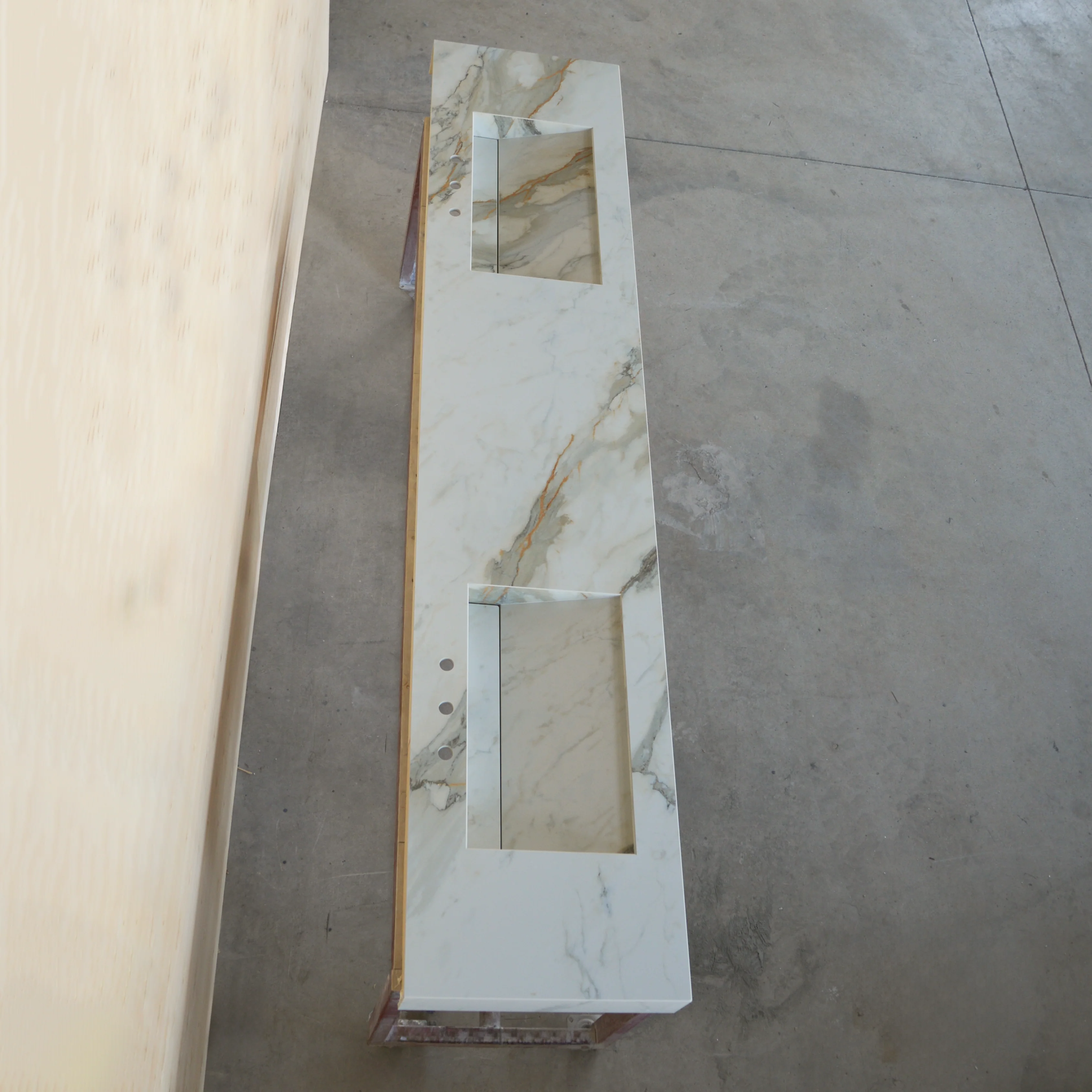 HANDCRAFTED CALACATTA HERMITAGE MATTE HIGH ENGINEERED PORCELAIN DOUBLE SINK (ES-146) - Image 6