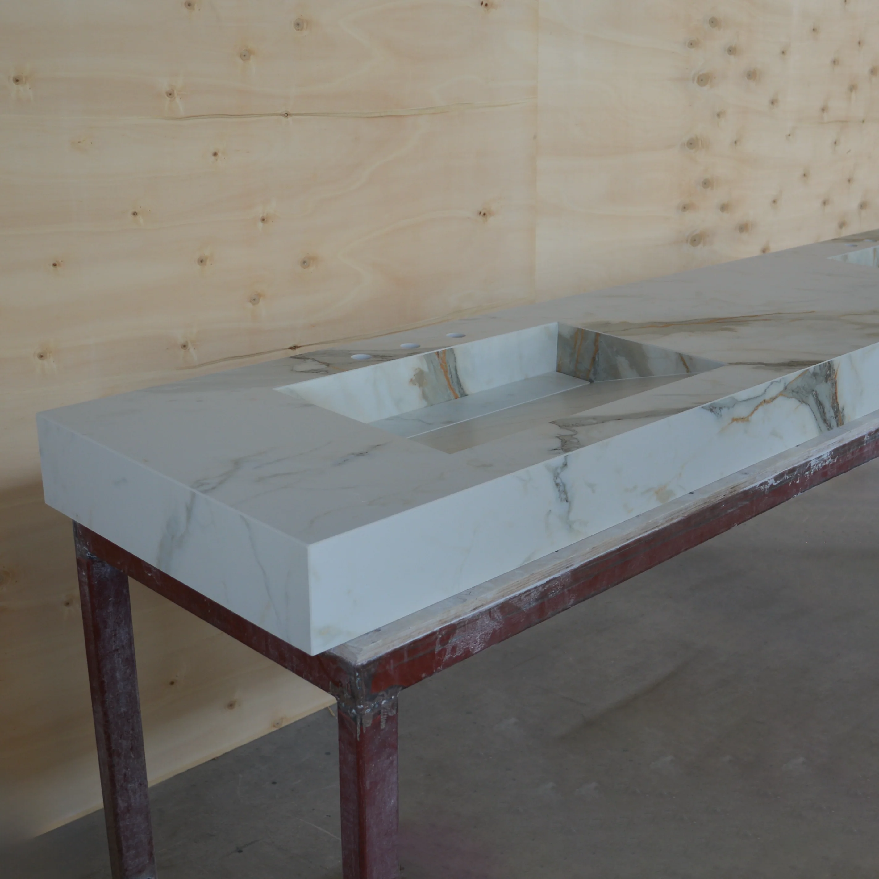 HANDCRAFTED CALACATTA HERMITAGE MATTE HIGH ENGINEERED PORCELAIN DOUBLE SINK (ES-146) - Image 8
