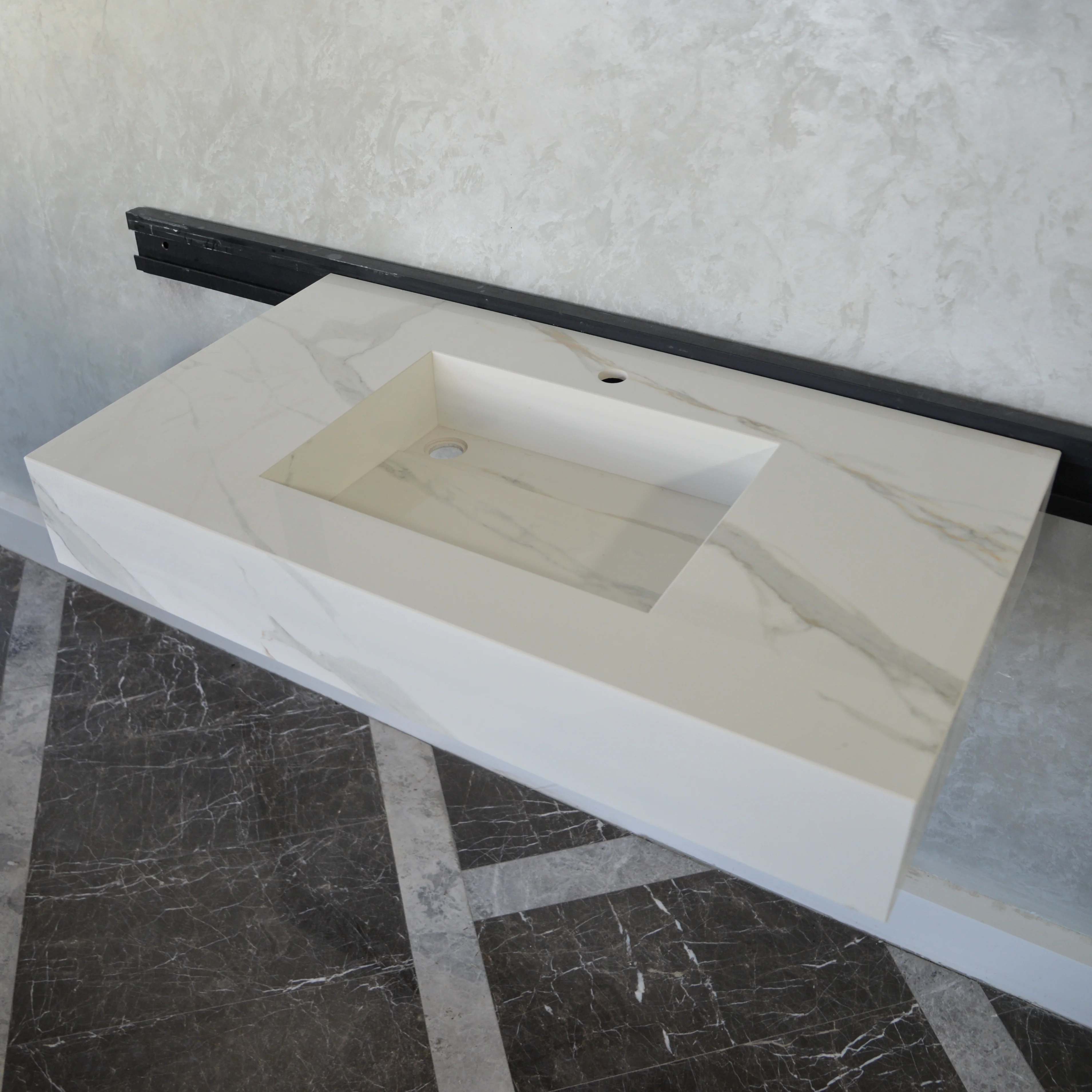 HANDCRAFTED CALACATTA ORO HIGH ENGINEERED PORCELAIN SINK (ES-050) - Image 10