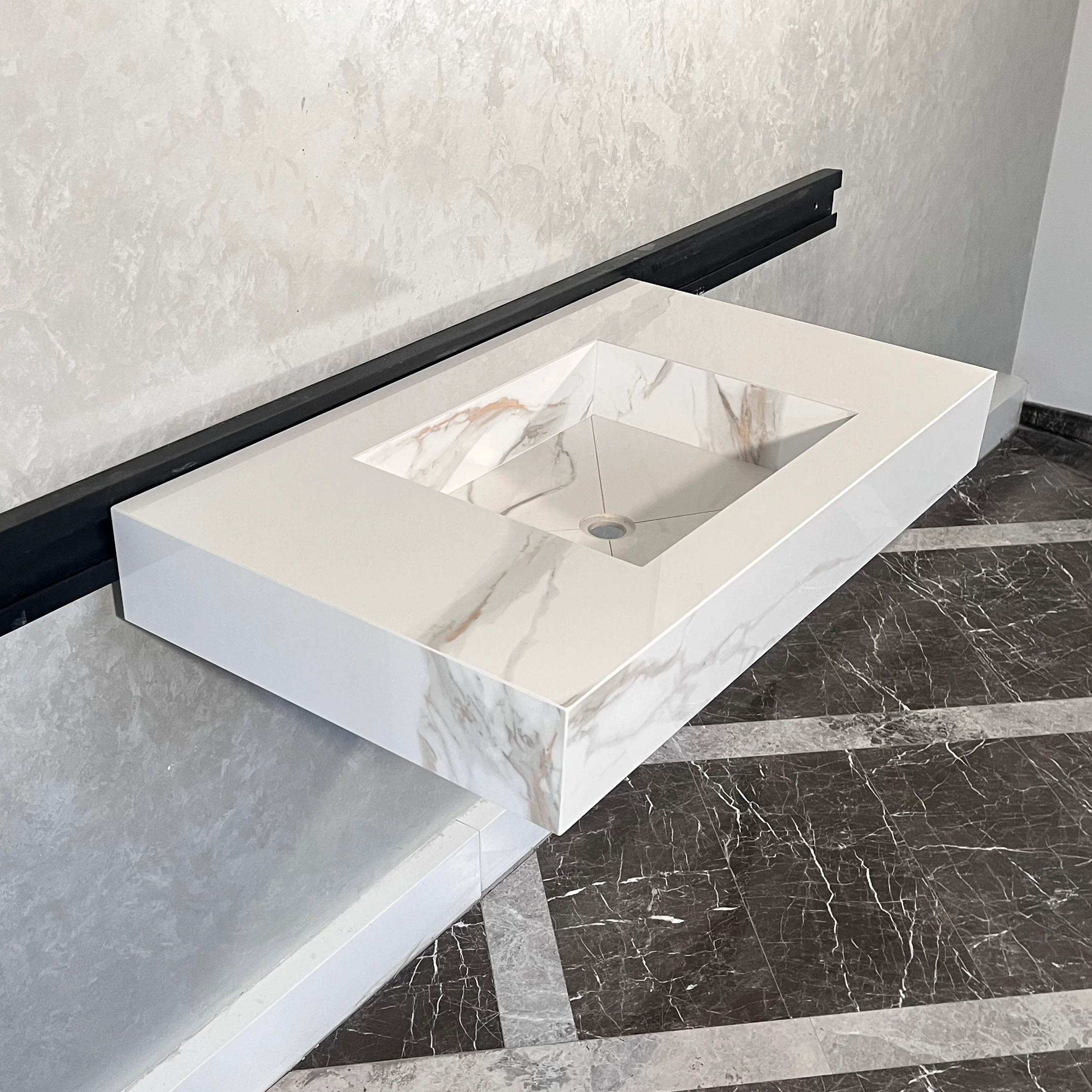 HANDCRAFTED CALACATTA ORO HIGH ENGINEERED PORCELAIN SINK (ES-046) - Image 2