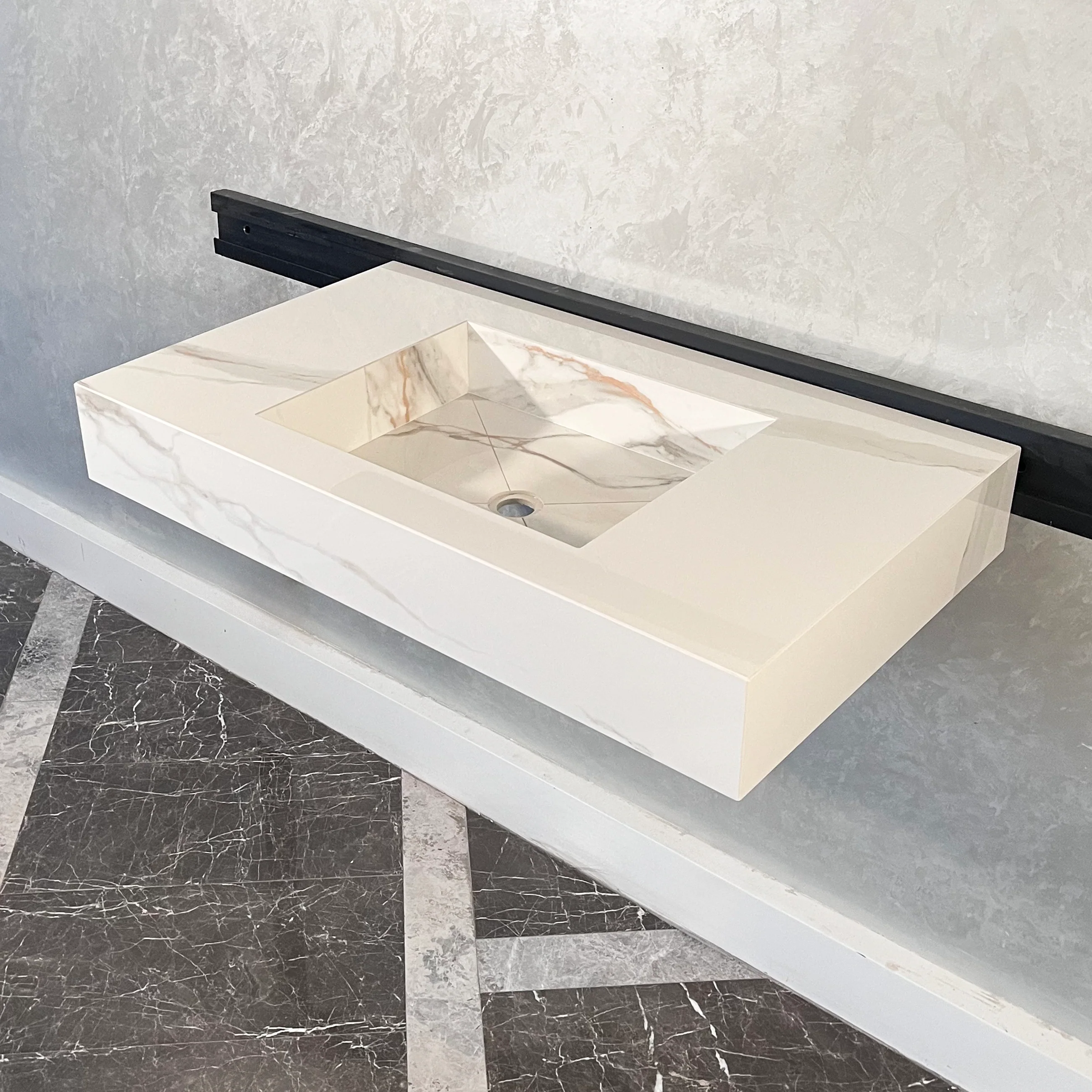 HANDCRAFTED CALACATTA ORO HIGH ENGINEERED PORCELAIN SINK (ES-046) - Image 3