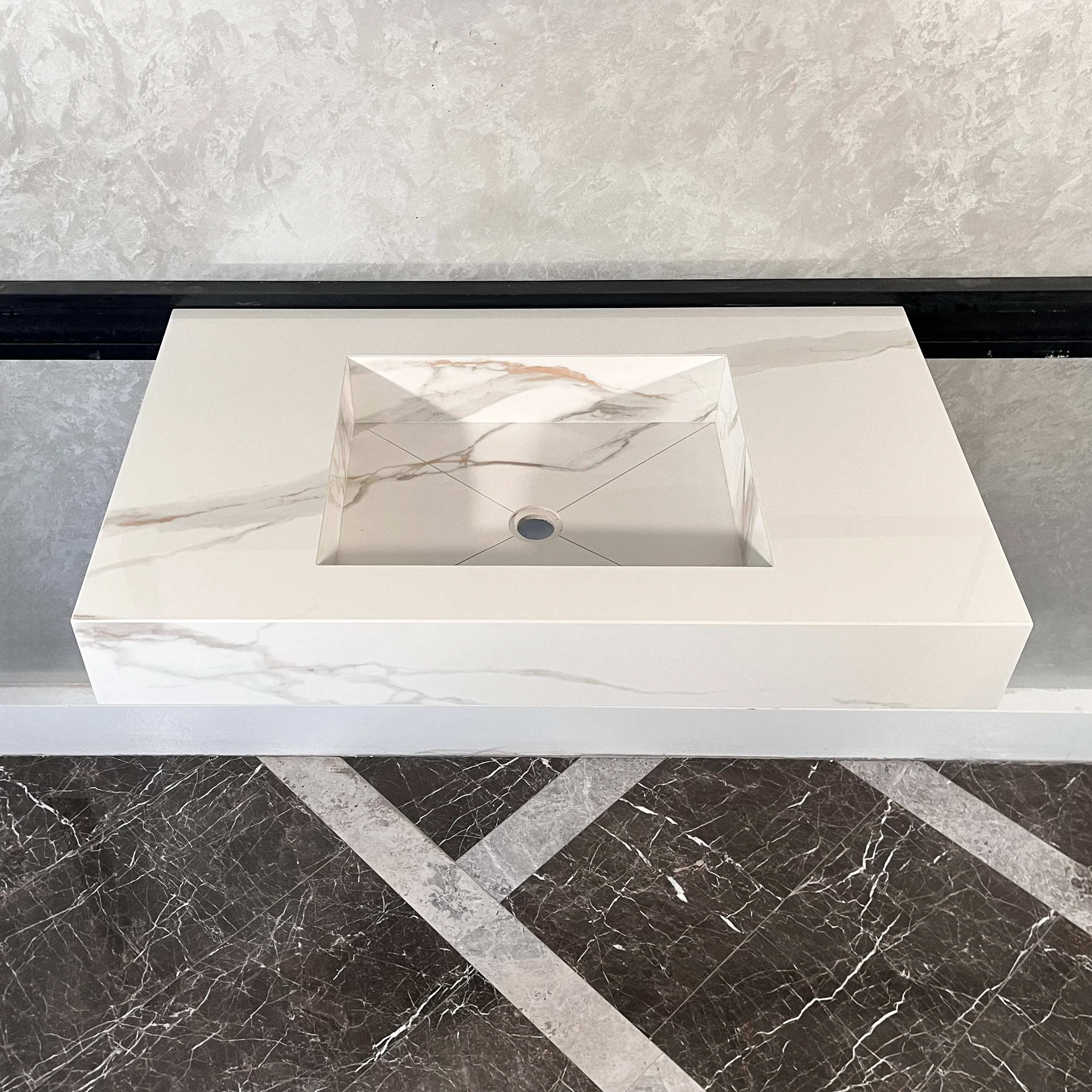 HANDCRAFTED CALACATTA ORO HIGH ENGINEERED PORCELAIN SINK (ES-046) - Image 4