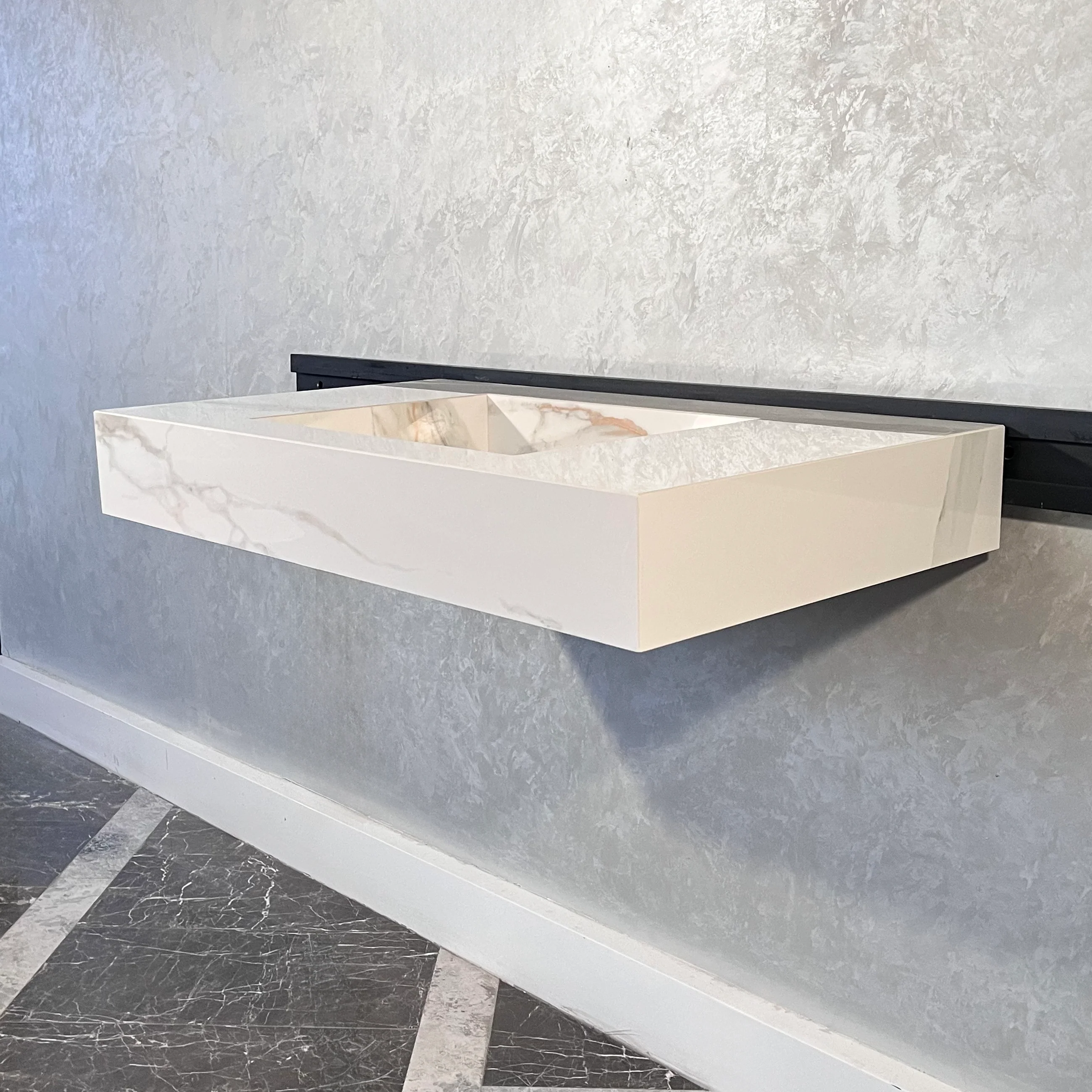 HANDCRAFTED CALACATTA ORO HIGH ENGINEERED PORCELAIN SINK (ES-046) - Image 7