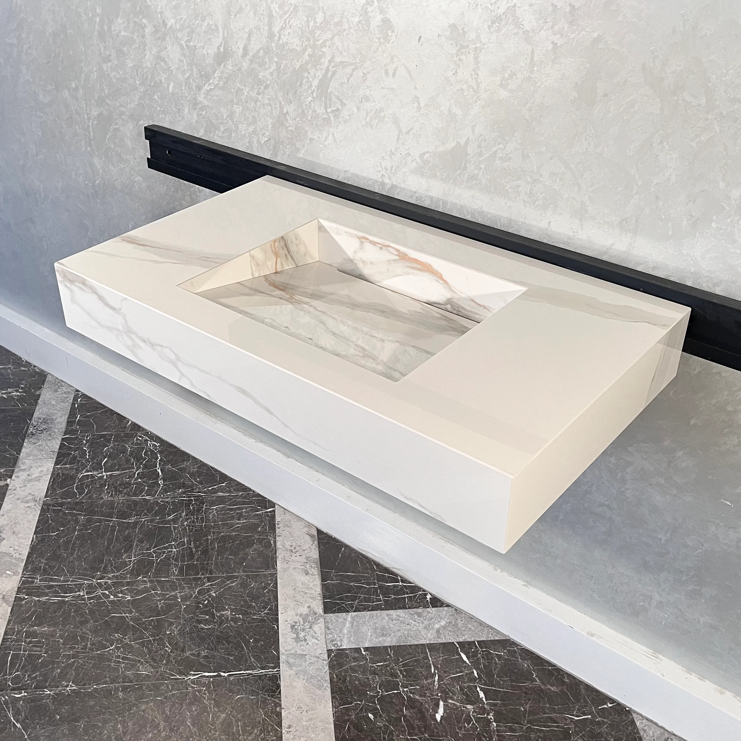 HANDCRAFTED CALACATTA ORO HIGH ENGINEERED PORCELAIN SINK (ES-046) - Image 8
