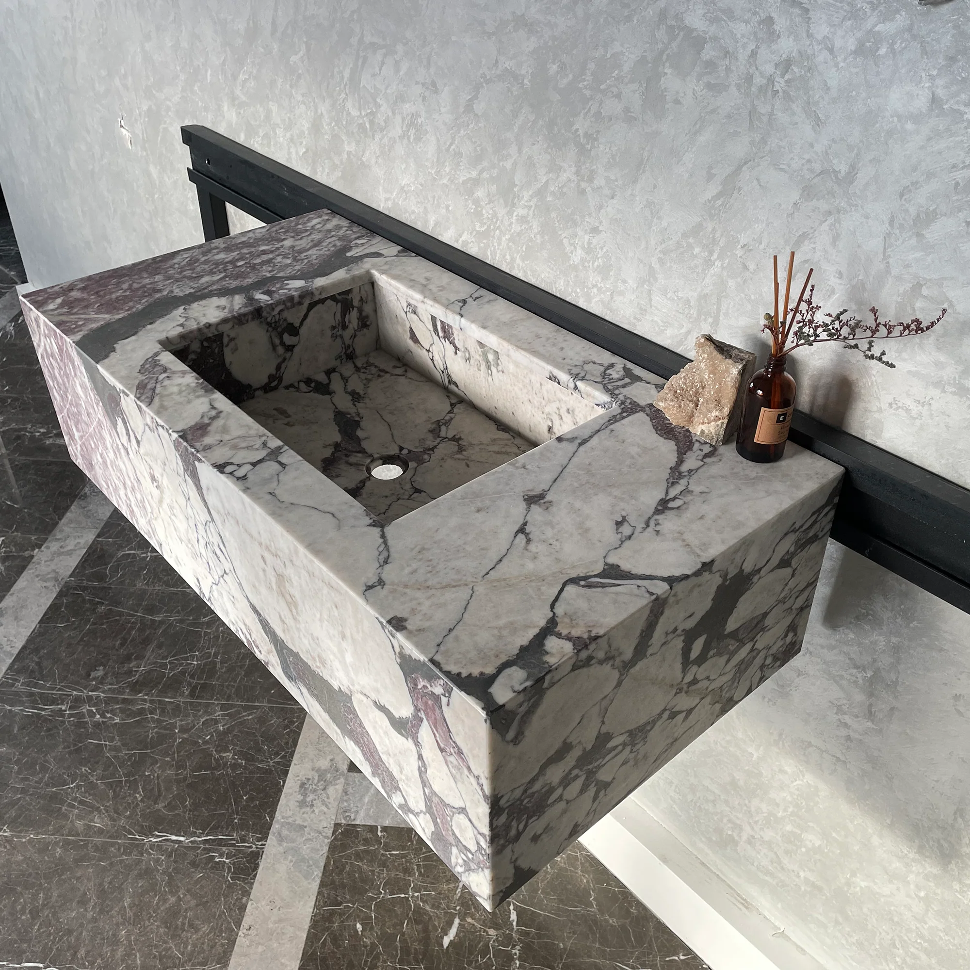 HANDCRAFTED CALACATTA VIOLA MARBLE SINK (NS-068) - Image 9