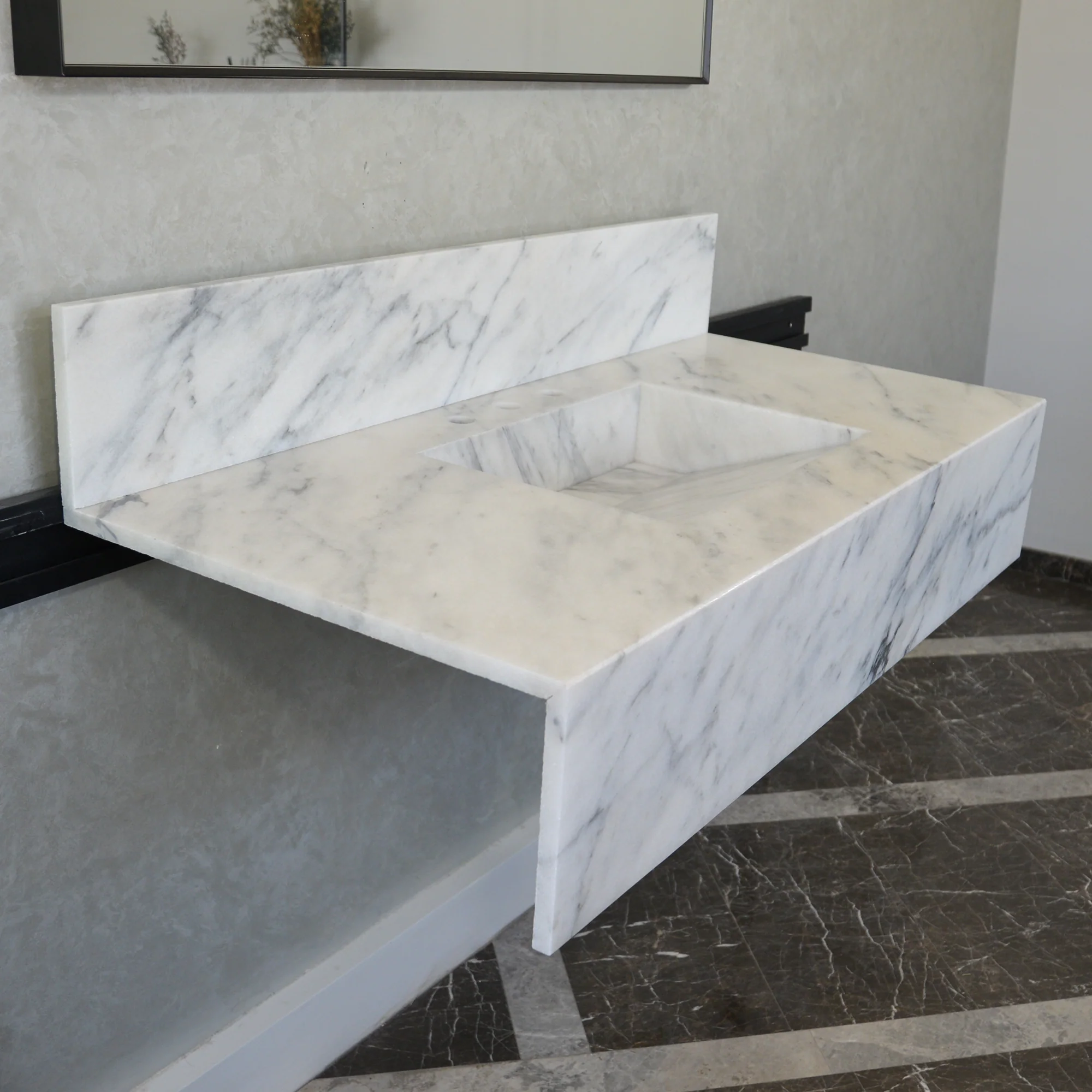 HANDCRAFTED CUSTOM CALACATTA MARBLE SINK (NS-108) - Image 2