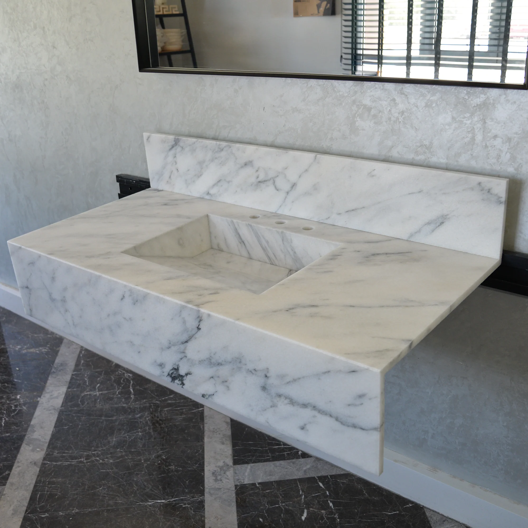HANDCRAFTED CUSTOM CALACATTA MARBLE SINK (NS-108) - Image 3