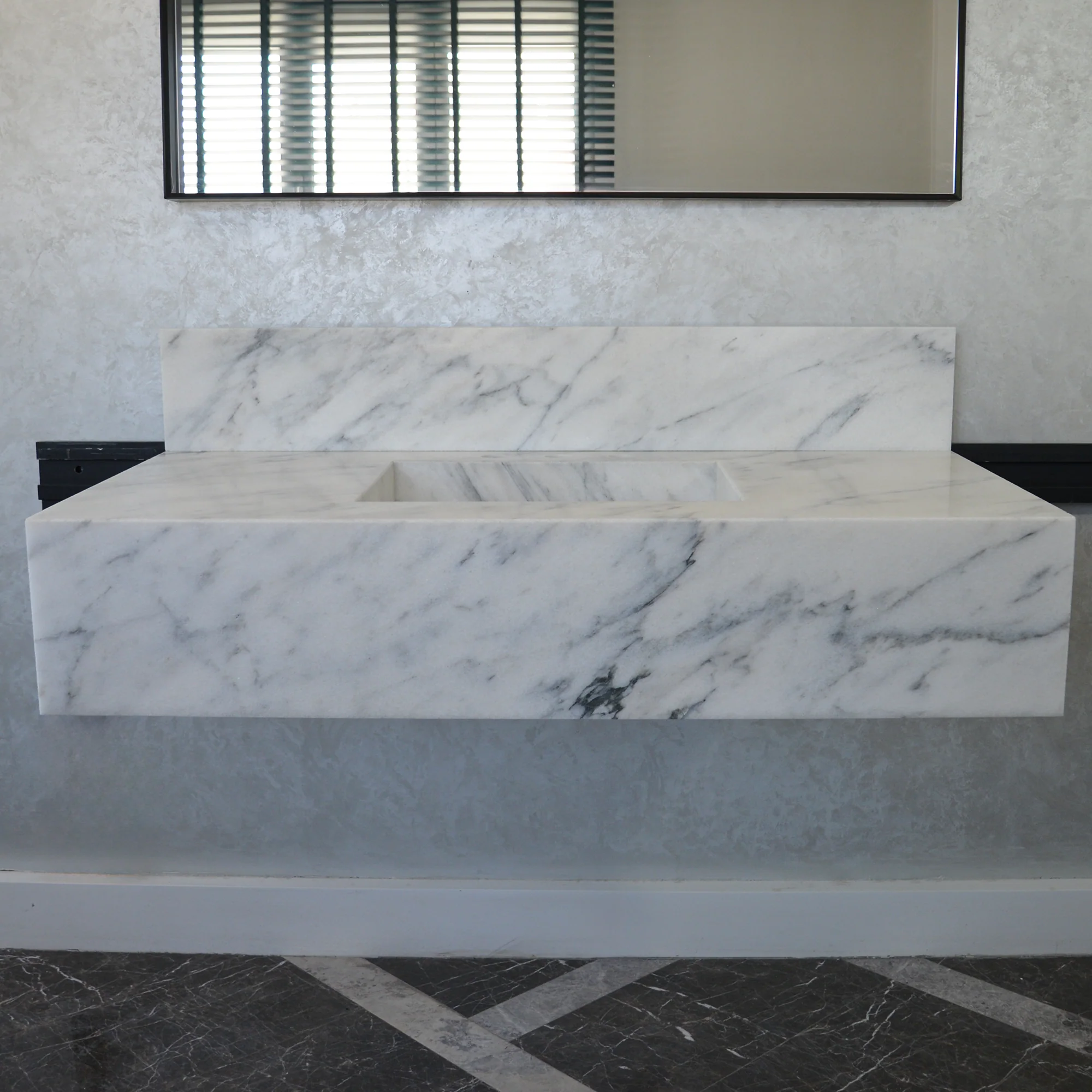 HANDCRAFTED CUSTOM CALACATTA MARBLE SINK (NS-108) - Image 4