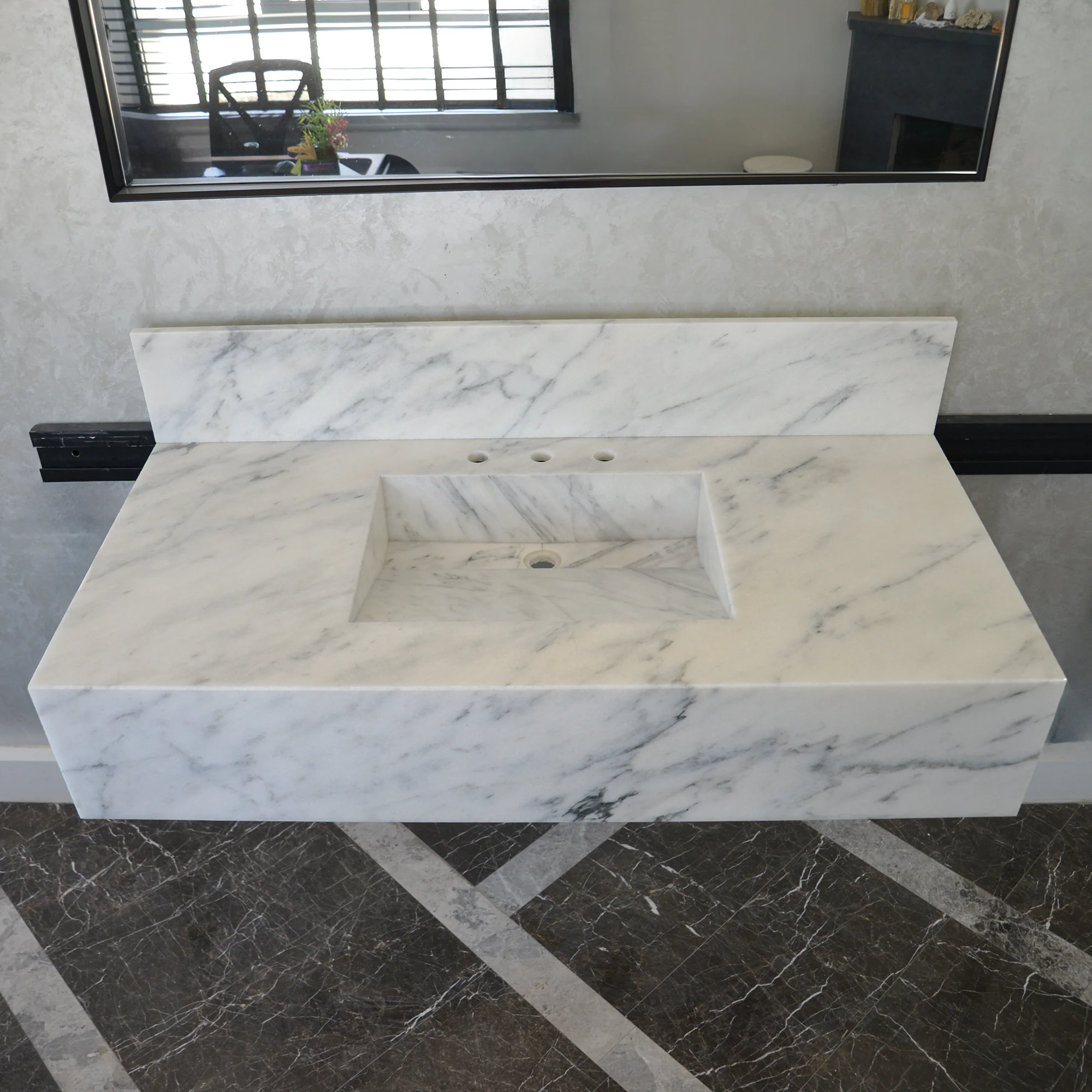 HANDCRAFTED CUSTOM CALACATTA MARBLE SINK (NS-108) - Image 7