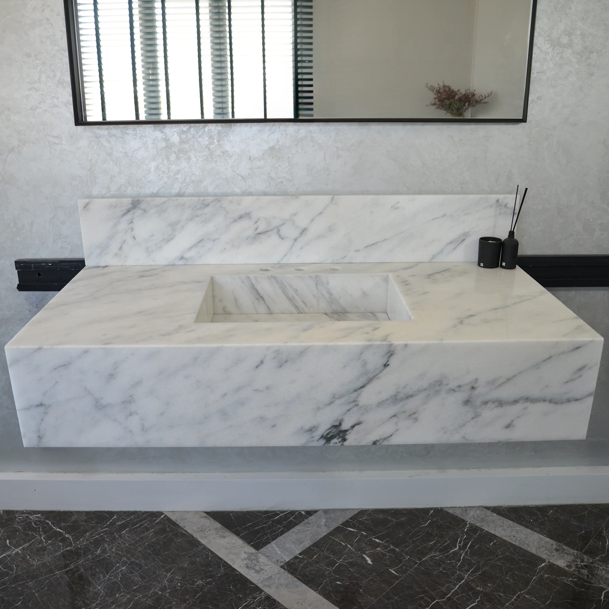 HANDCRAFTED CUSTOM CALACATTA MARBLE SINK (NS-108) - Image 8