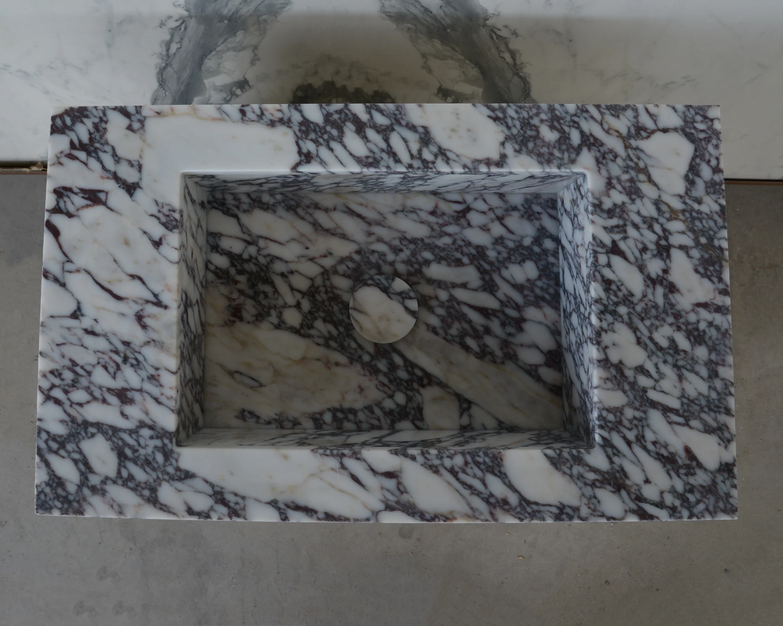 HANDCRAFTED CUSTOM CALACATTA VIOLA MARBLE SINK (NS-085) - Image 6