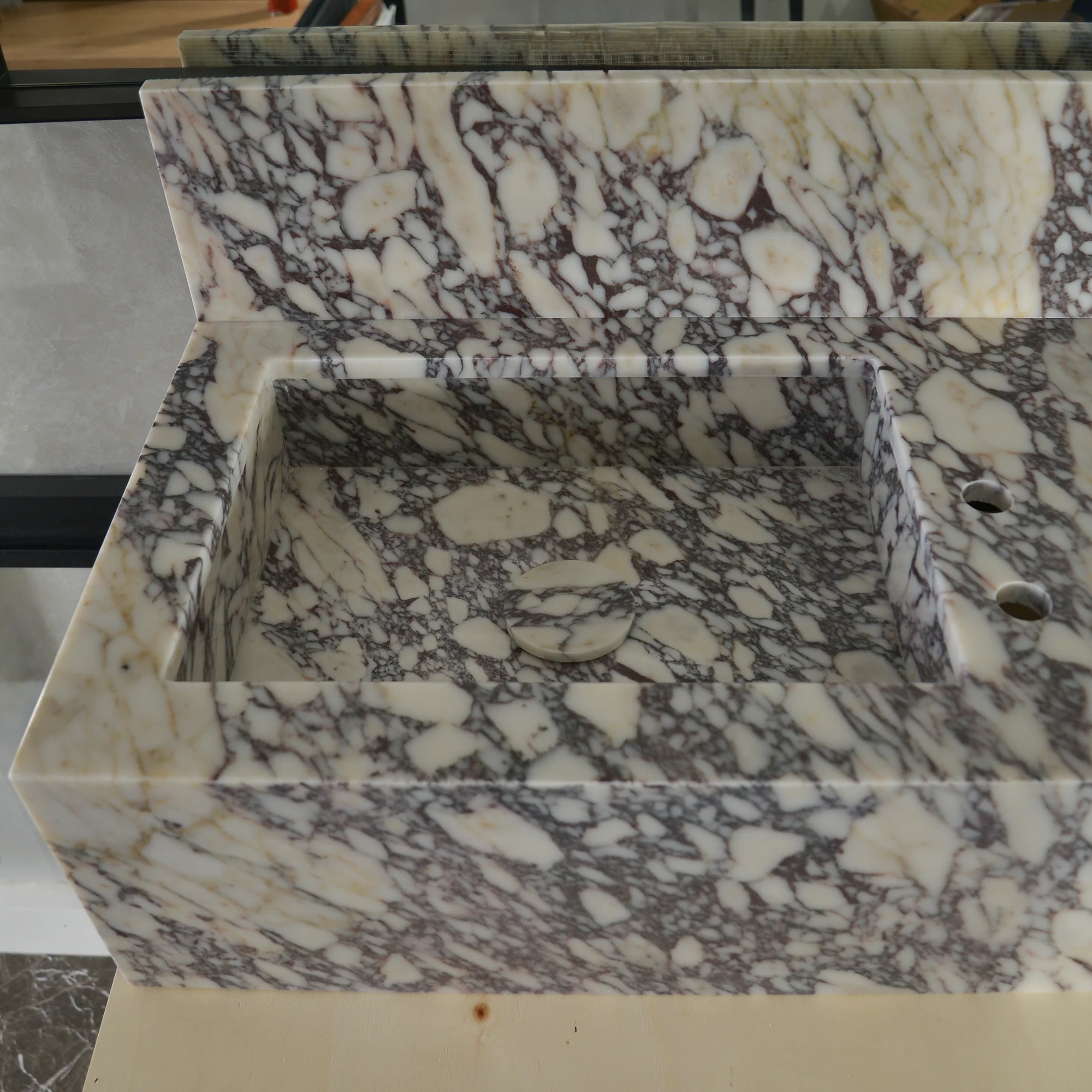 HANDCRAFTED CUSTOM CALACATTA VIOLA MARBLE SINK (NS-096) - Image 8