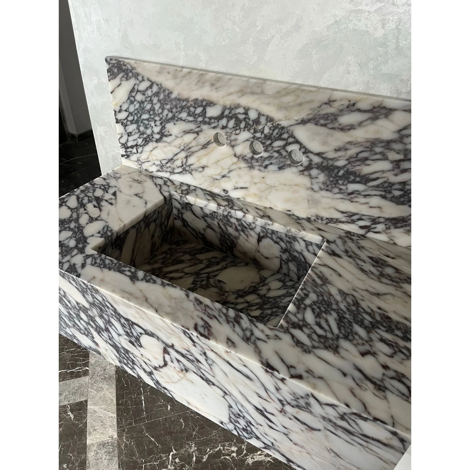 HANDCRAFTED CUSTOM CALACATTA VIOLA MARBLE SINK (NS-082) - Image 2
