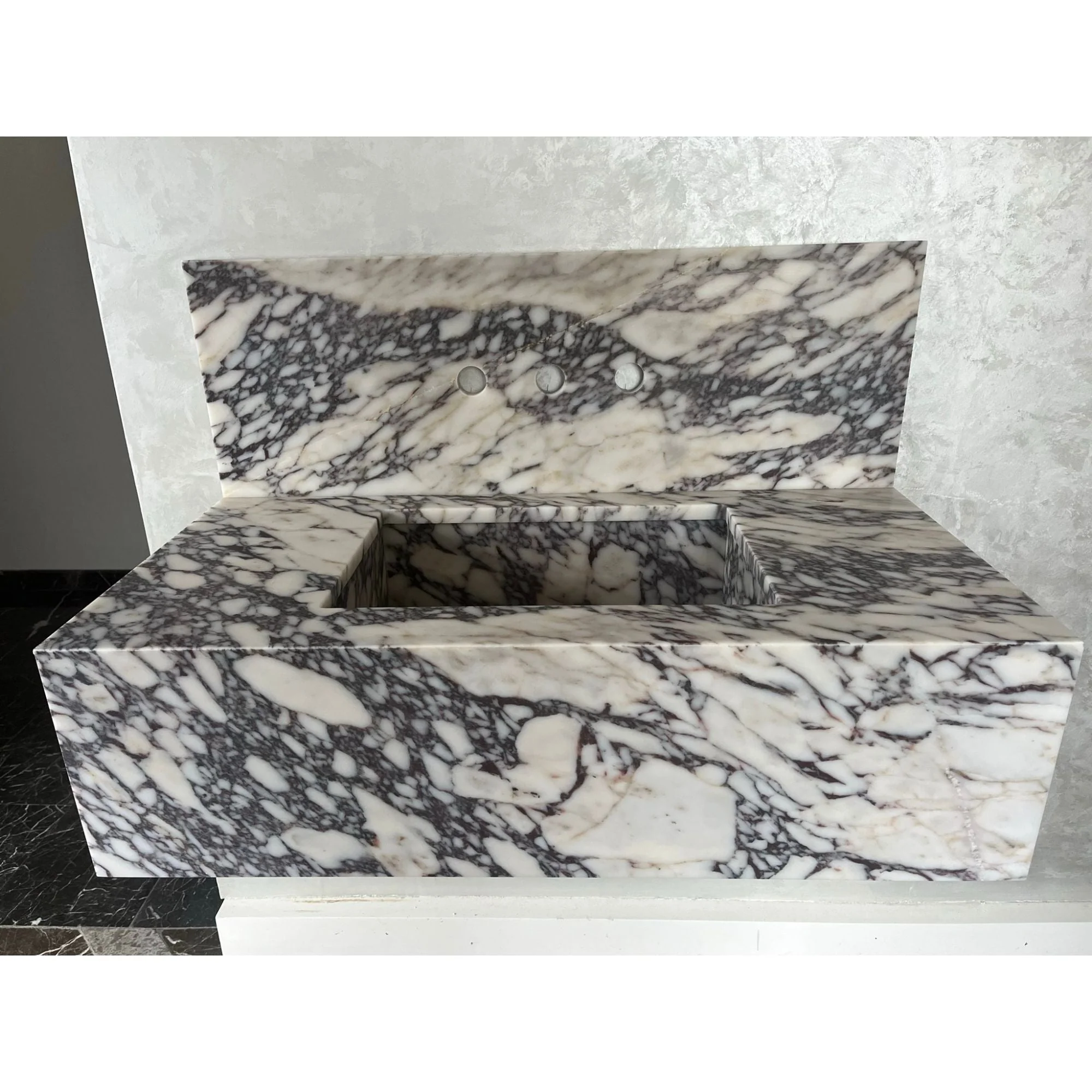 HANDCRAFTED CUSTOM CALACATTA VIOLA MARBLE SINK (NS-082) - Image 3