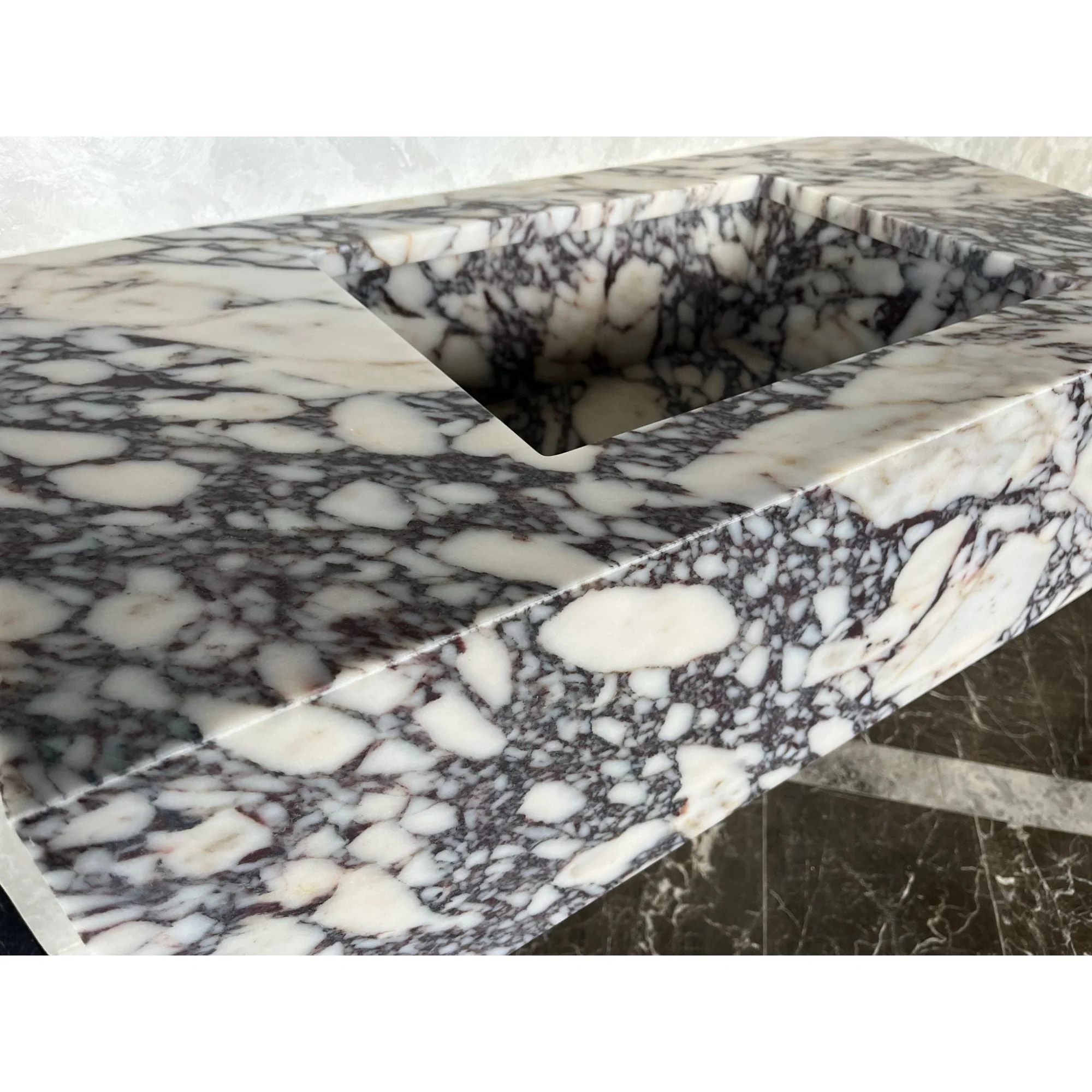 HANDCRAFTED CUSTOM CALACATTA VIOLA MARBLE SINK (NS-082) - Image 7