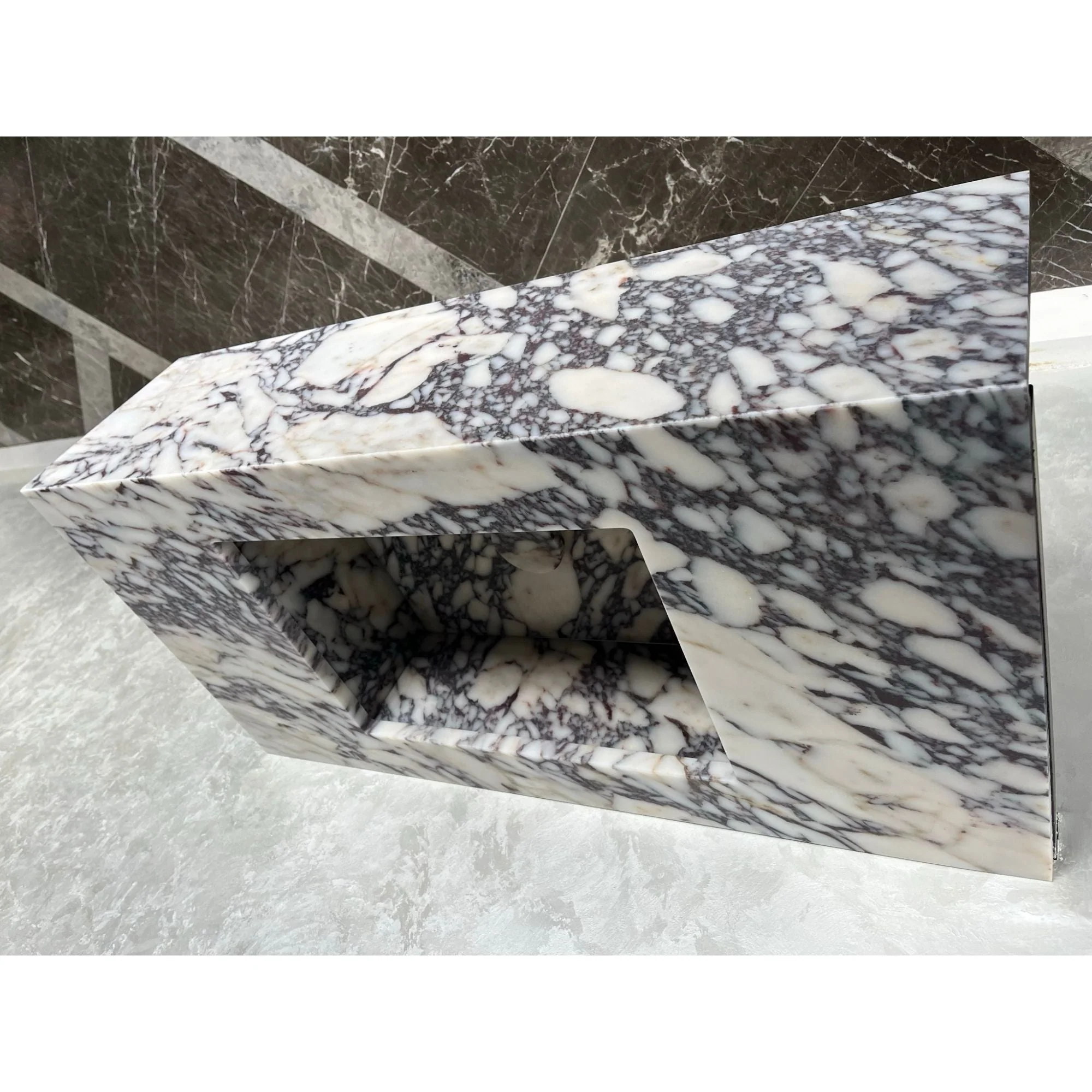 HANDCRAFTED CUSTOM CALACATTA VIOLA MARBLE SINK (NS-082) - Image 8