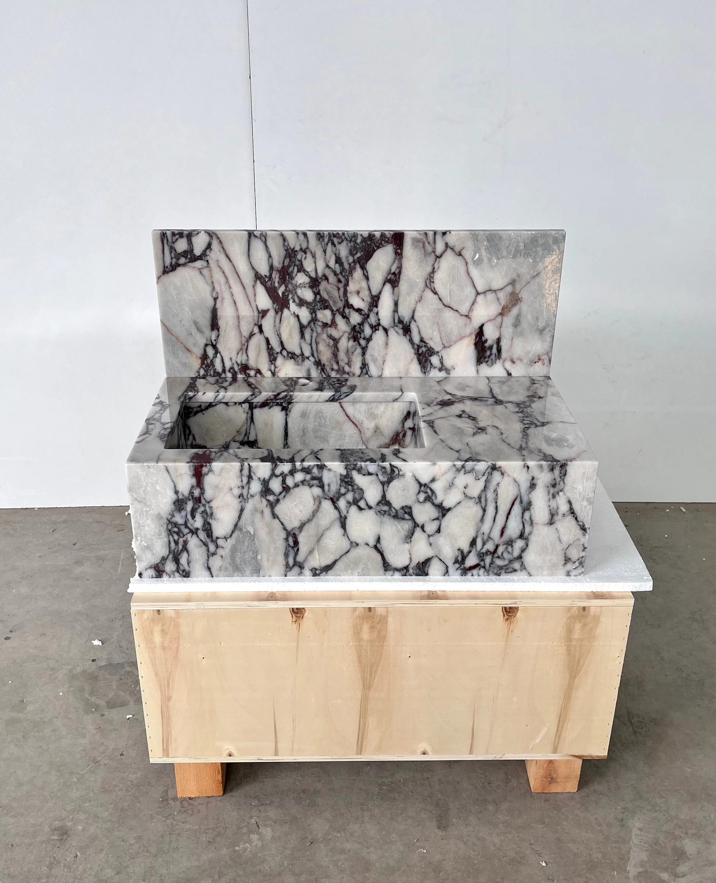 HANDCRAFTED CUSTOM CALACATTA VIOLA MARBLE SINK (NS-081) - Image 8