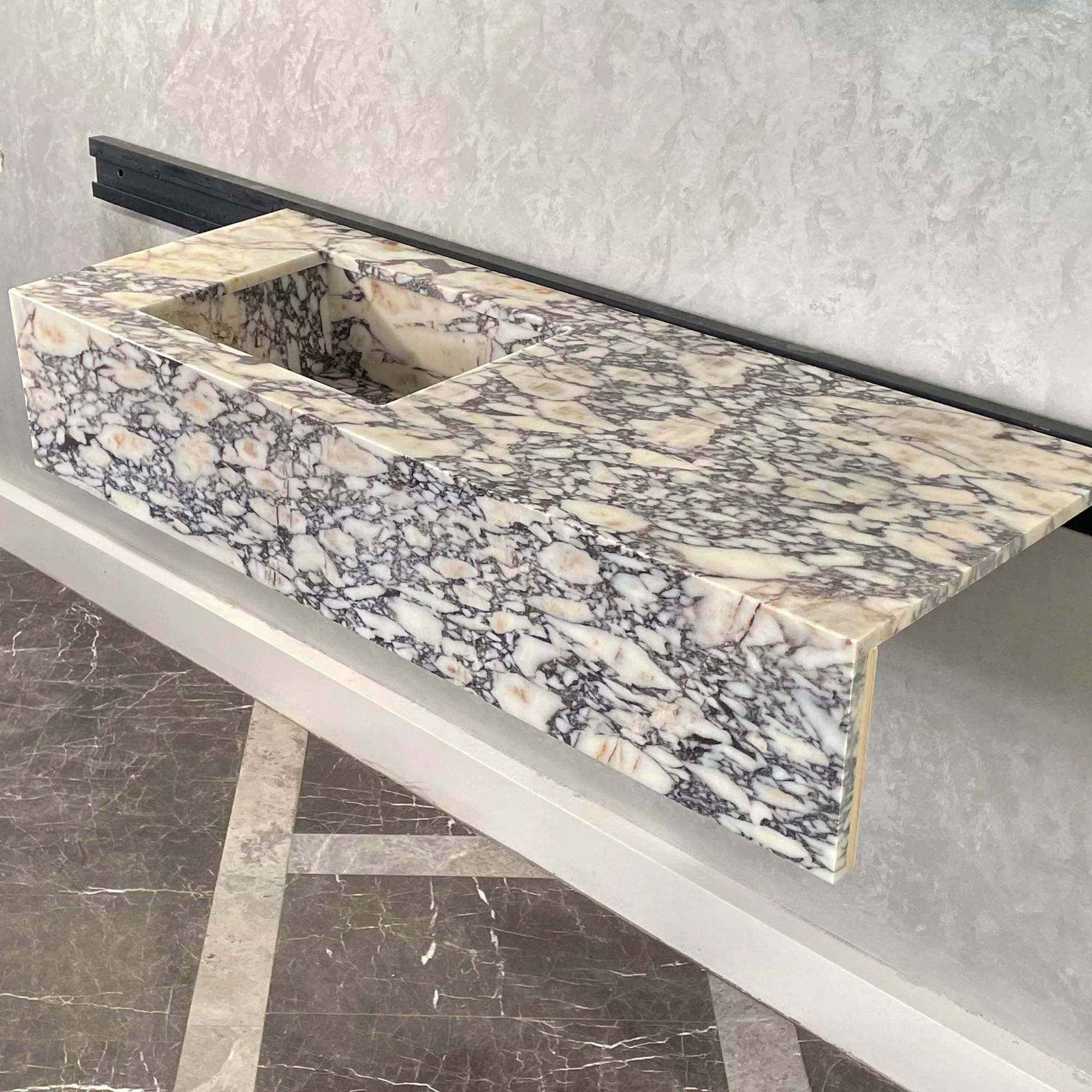 HANDCRAFTED CUSTOM CALACATTA VIOLA MARBLE SINK (NS-105) - Image 3