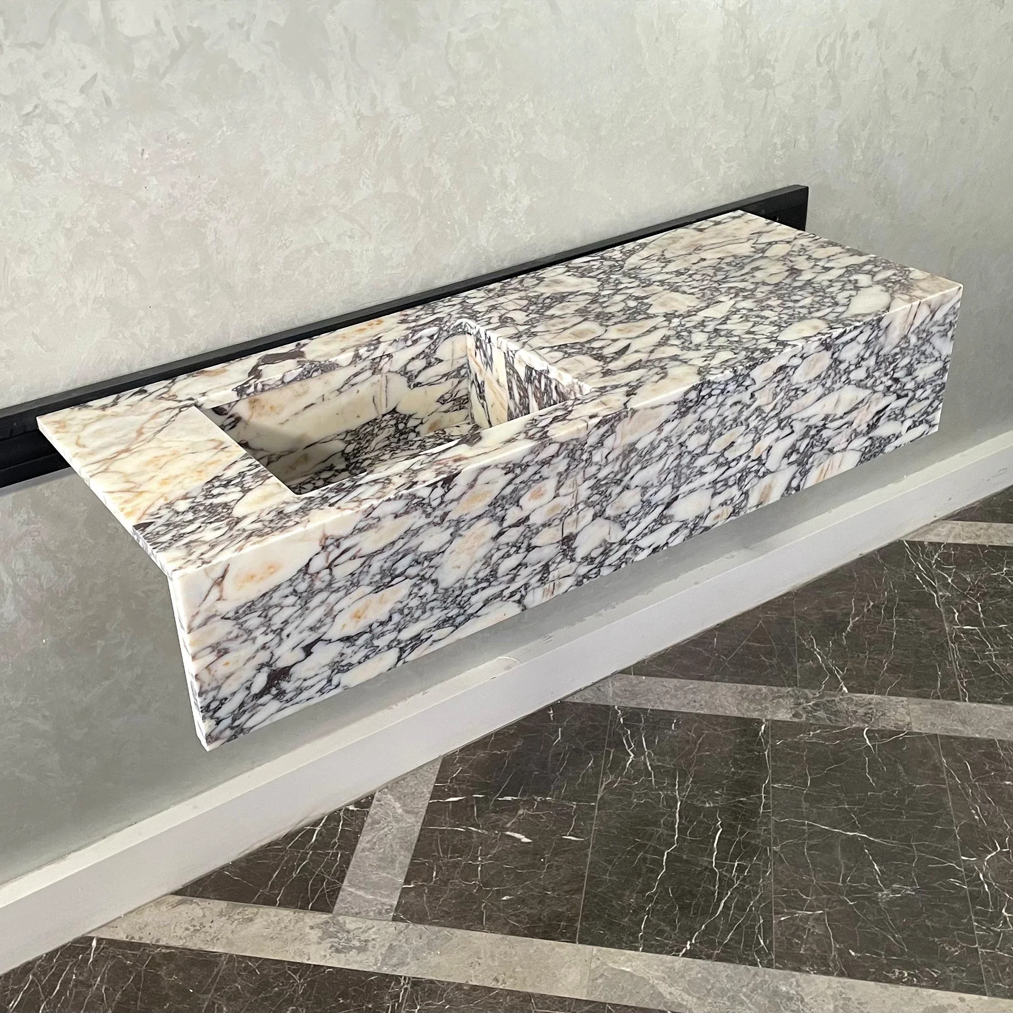 HANDCRAFTED CUSTOM CALACATTA VIOLA MARBLE SINK (NS-105) - Image 4