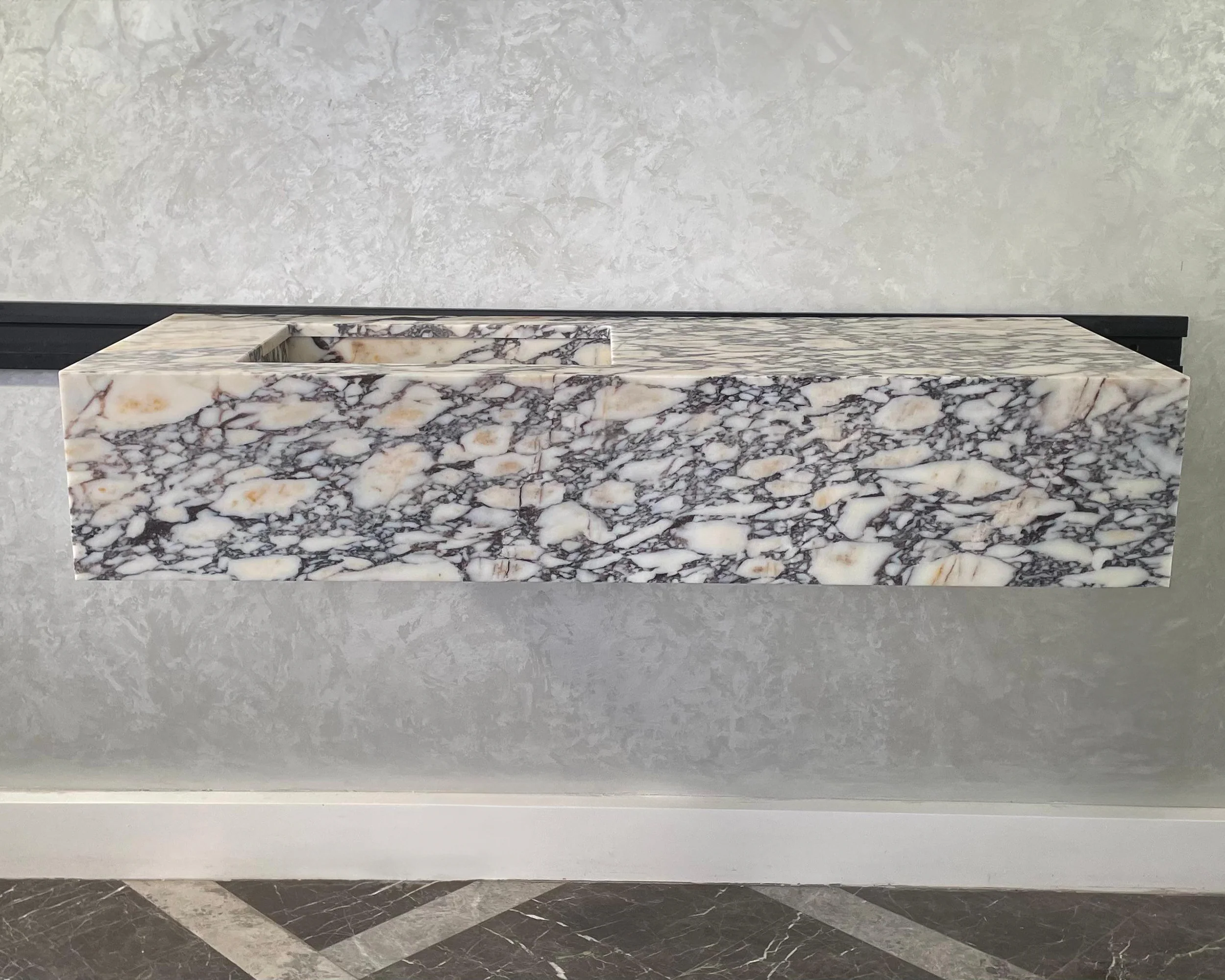 HANDCRAFTED CUSTOM CALACATTA VIOLA MARBLE SINK (NS-105) - Image 5