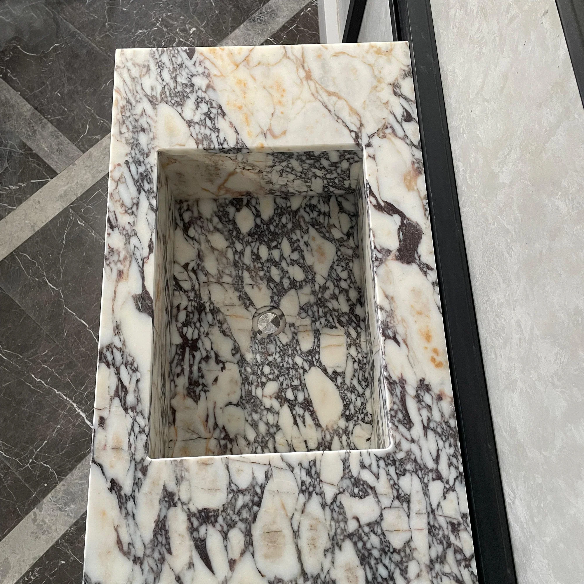 HANDCRAFTED CUSTOM CALACATTA VIOLA MARBLE SINK (NS-105) - Image 6
