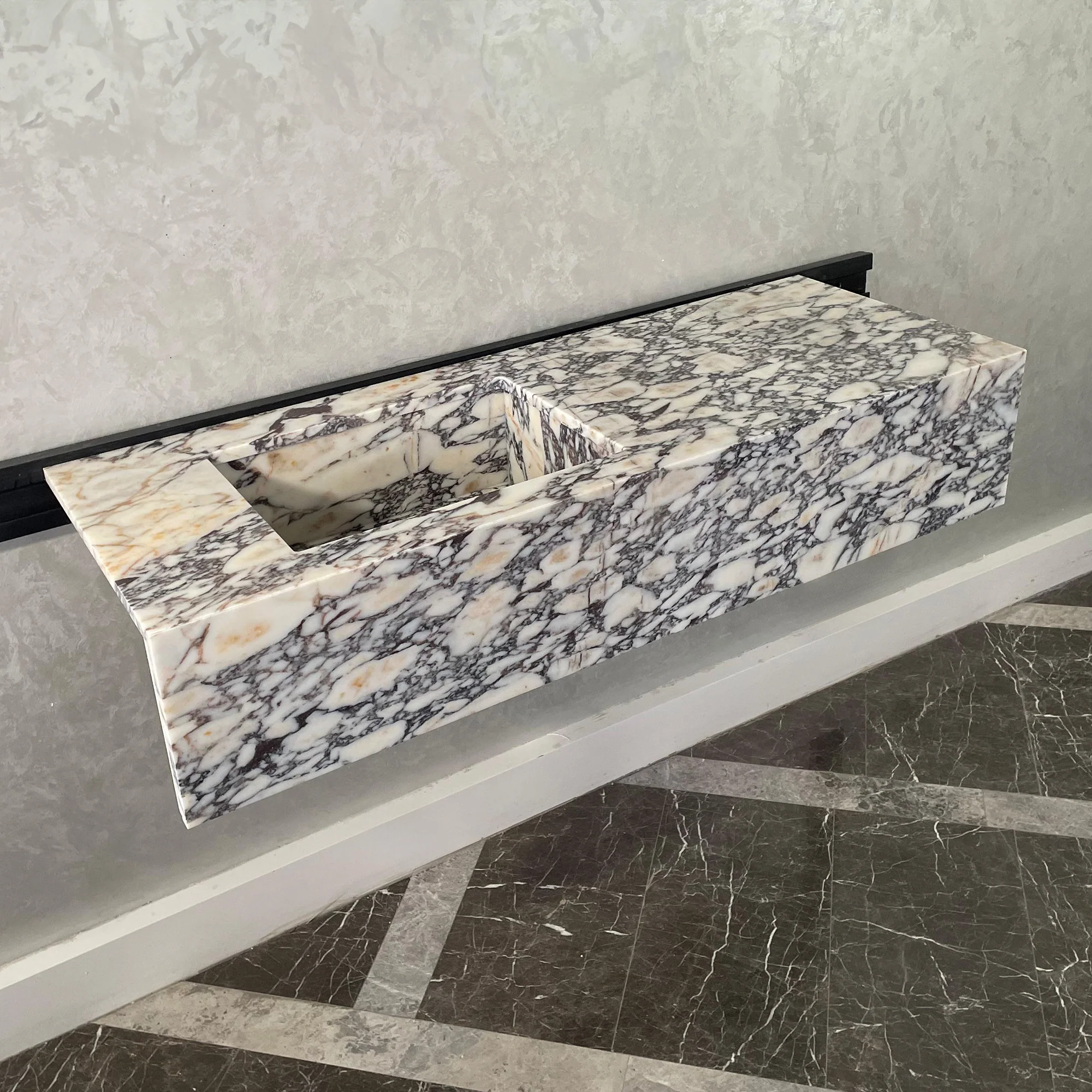 HANDCRAFTED CUSTOM CALACATTA VIOLA MARBLE SINK (NS-105) - Image 7
