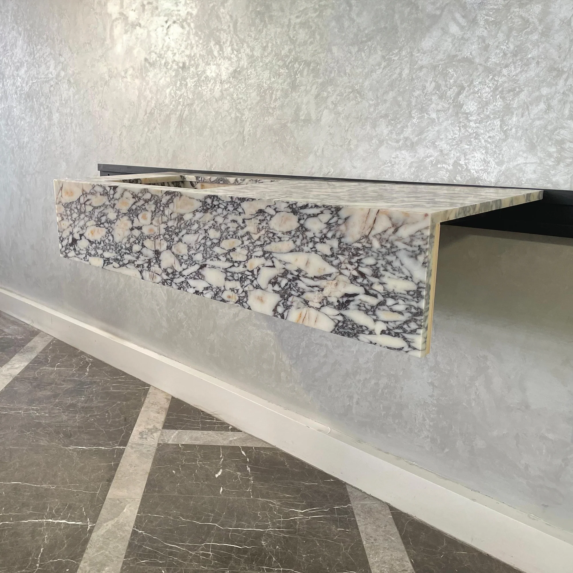 HANDCRAFTED CUSTOM CALACATTA VIOLA MARBLE SINK (NS-105) - Image 8