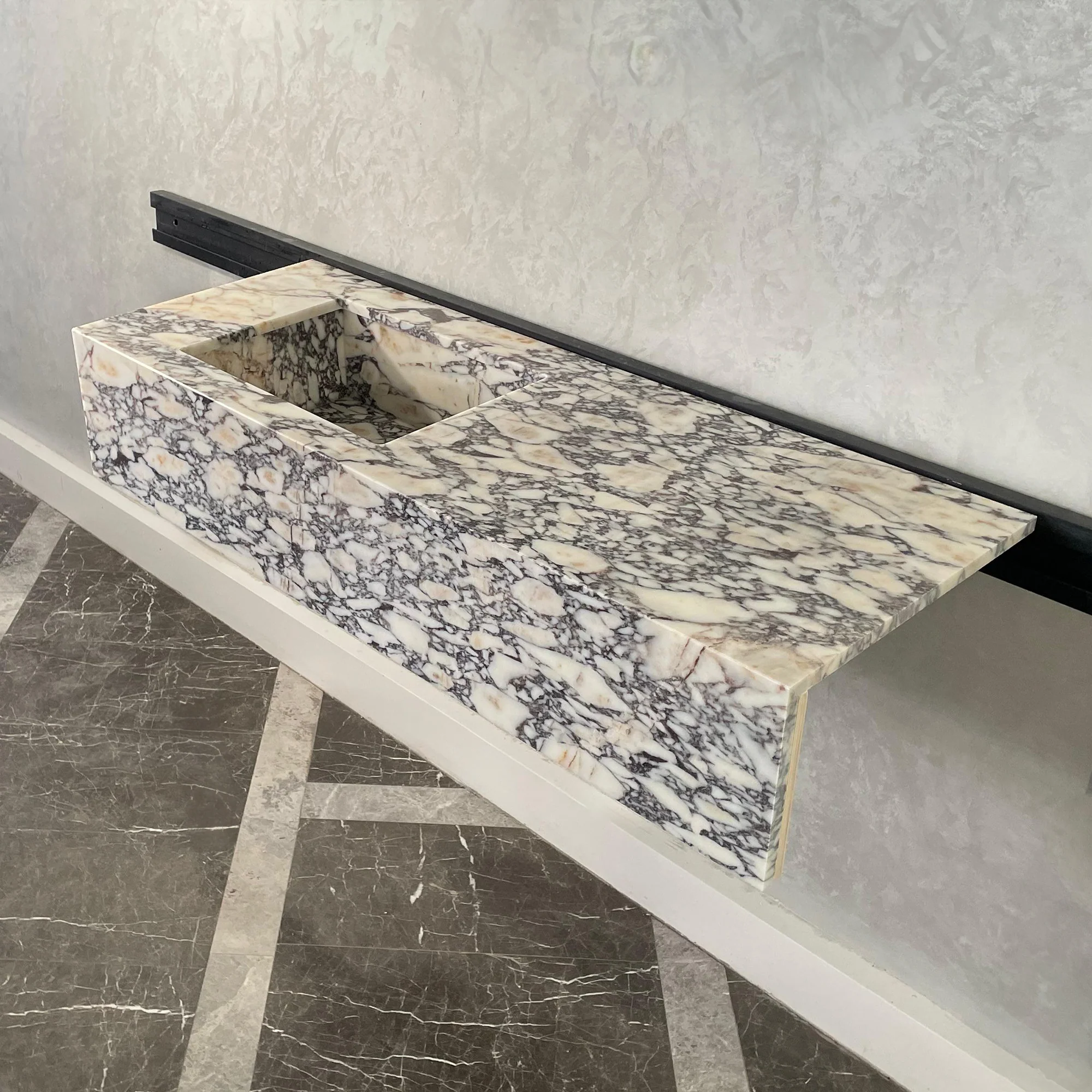 HANDCRAFTED CUSTOM CALACATTA VIOLA MARBLE SINK (NS-105) - Image 9