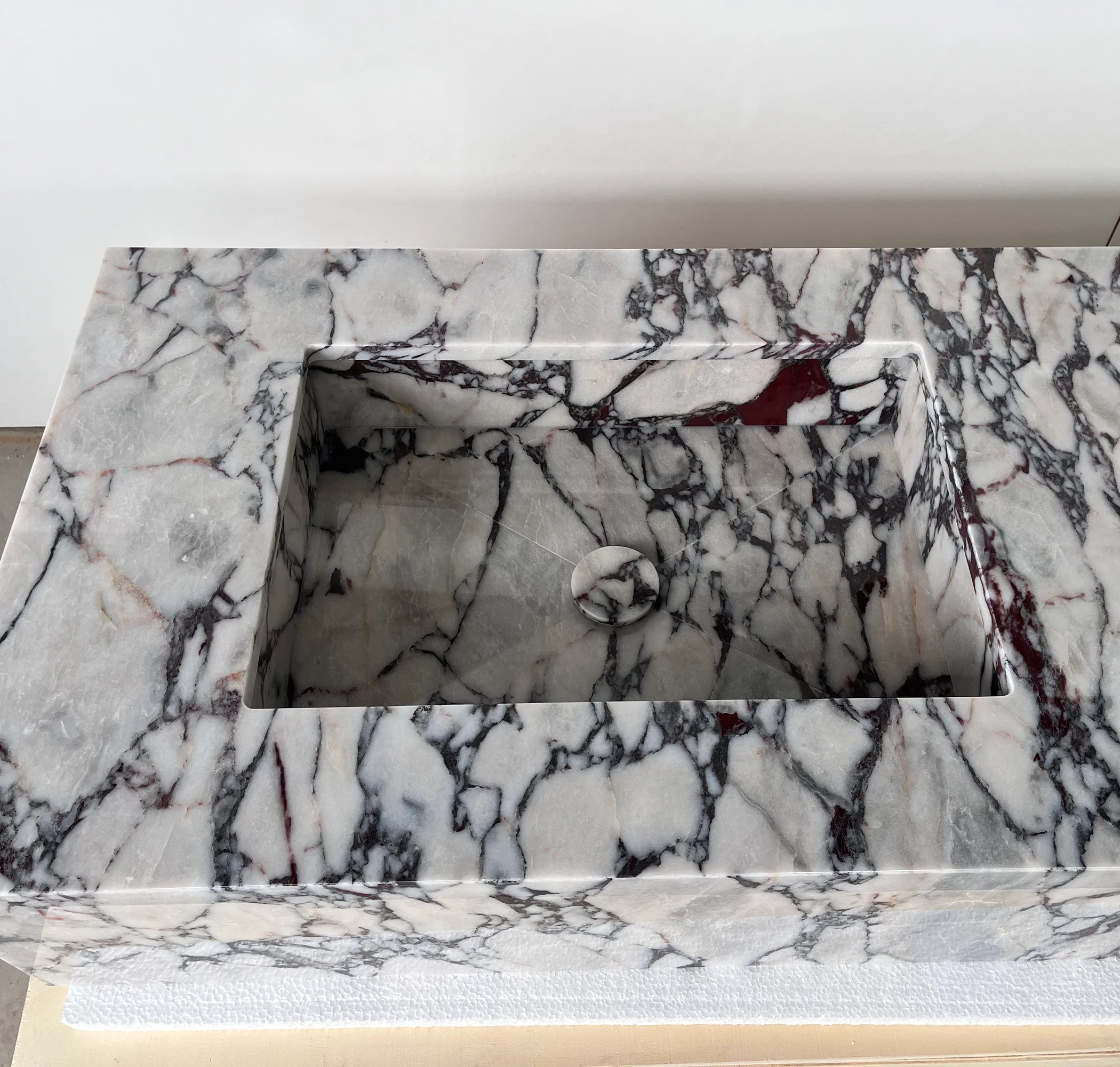 HANDCRAFTED CUSTOM CALACATTA VIOLA MARBLE SINK (NS-200) - Image 8