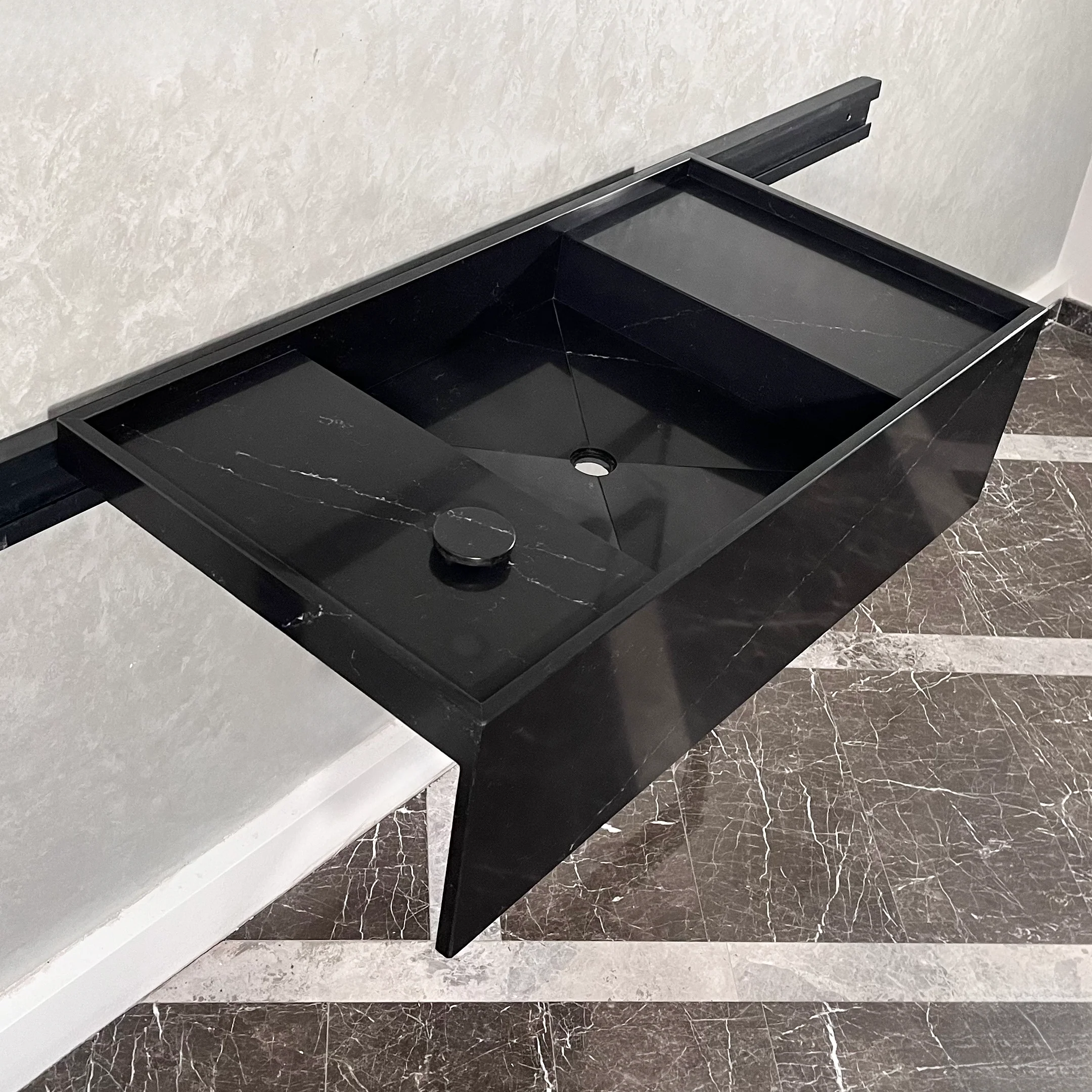 HANDCRAFTED CUSTOM COANTE – ARTE BLACK QUARTZ SINK (QU-084) - Image 3